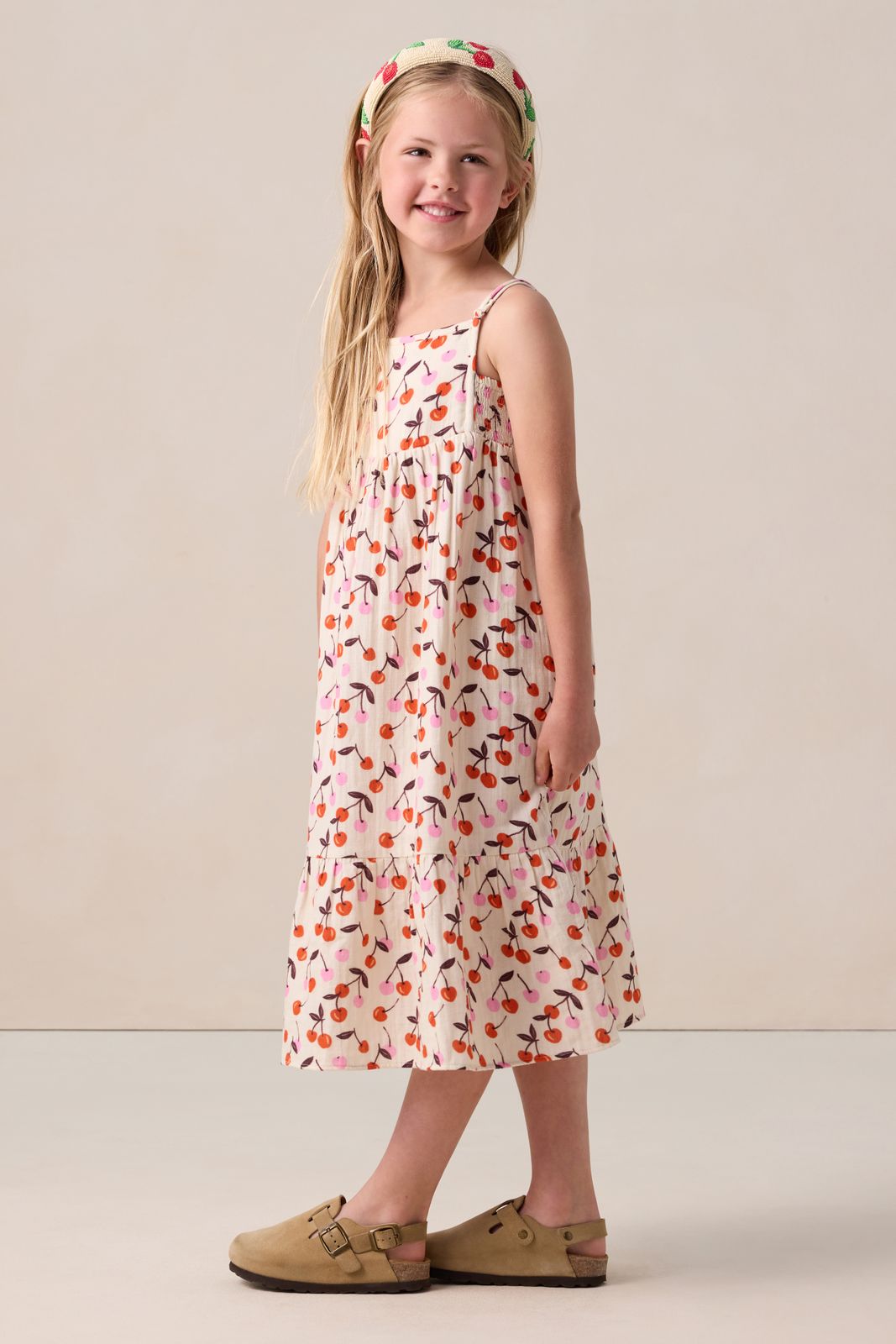 Witte jurk met kersen print