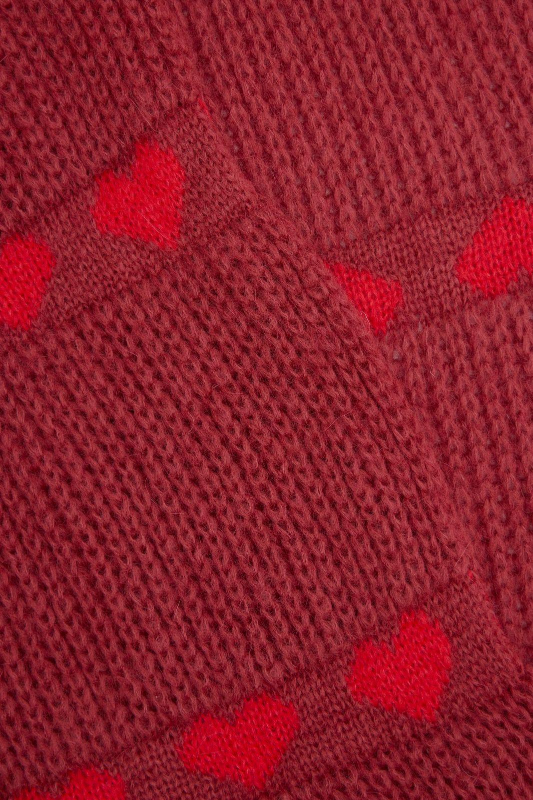 Donkerrode sjaal met hartjes