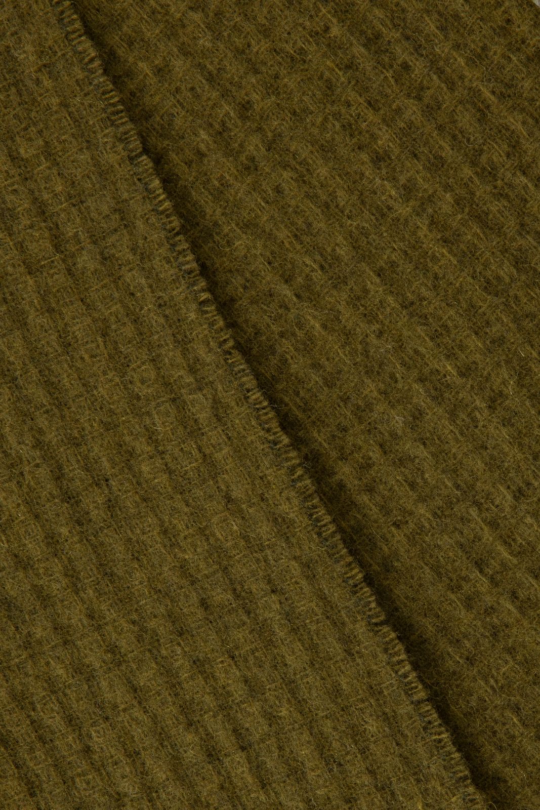 Donkergroene wollen wafelstructuur sjaal