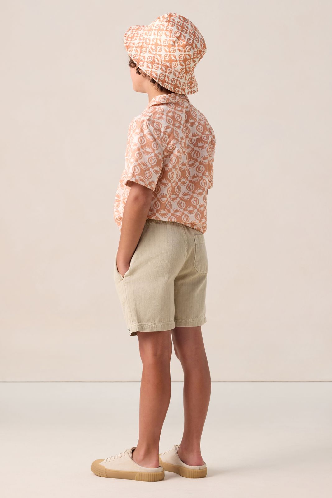 Beige herringbone short