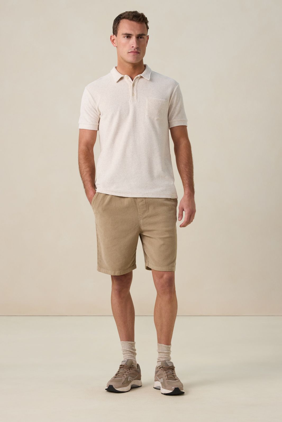 Beige badstof polo