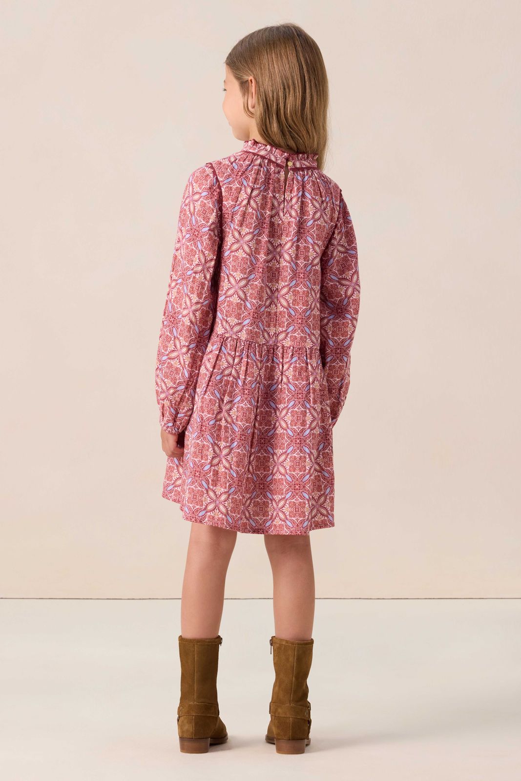 Donkerrode jurk met print