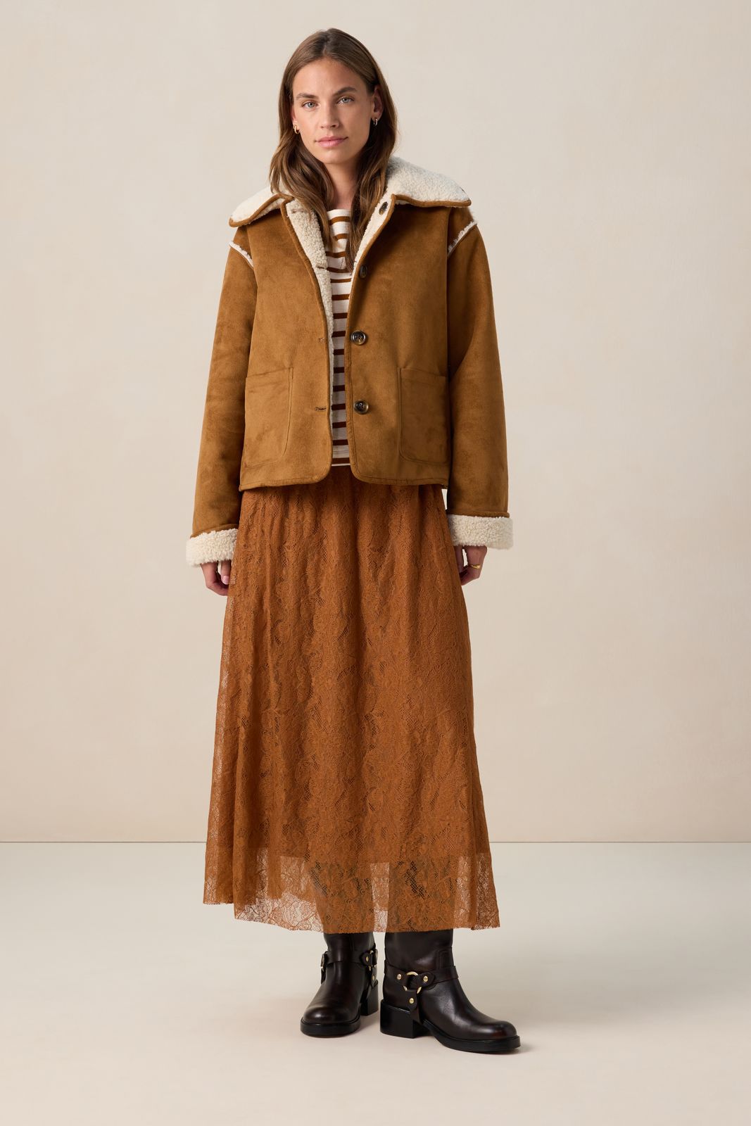 Witte faux lammy reversible jas