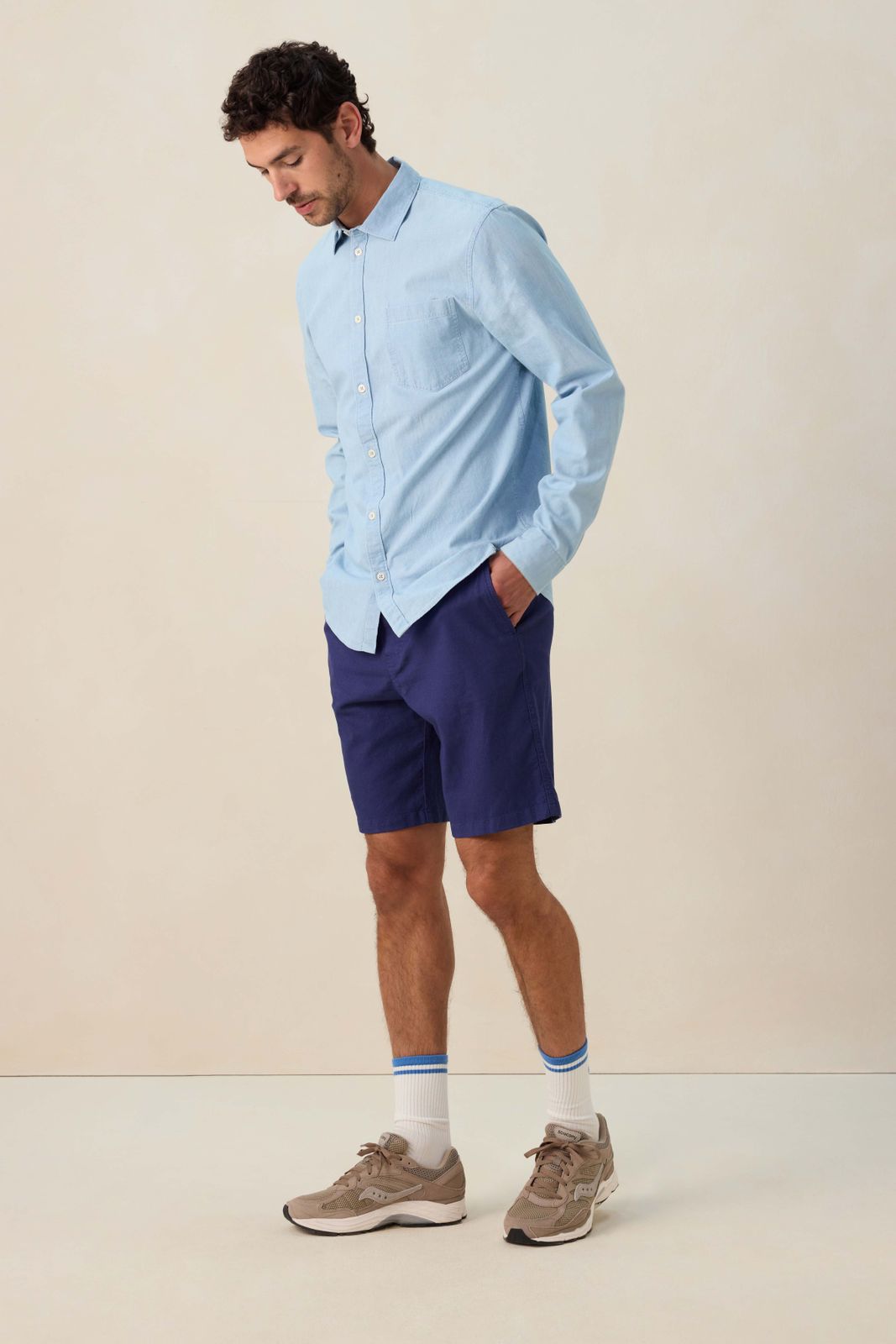 Donkerblauwe linnen short