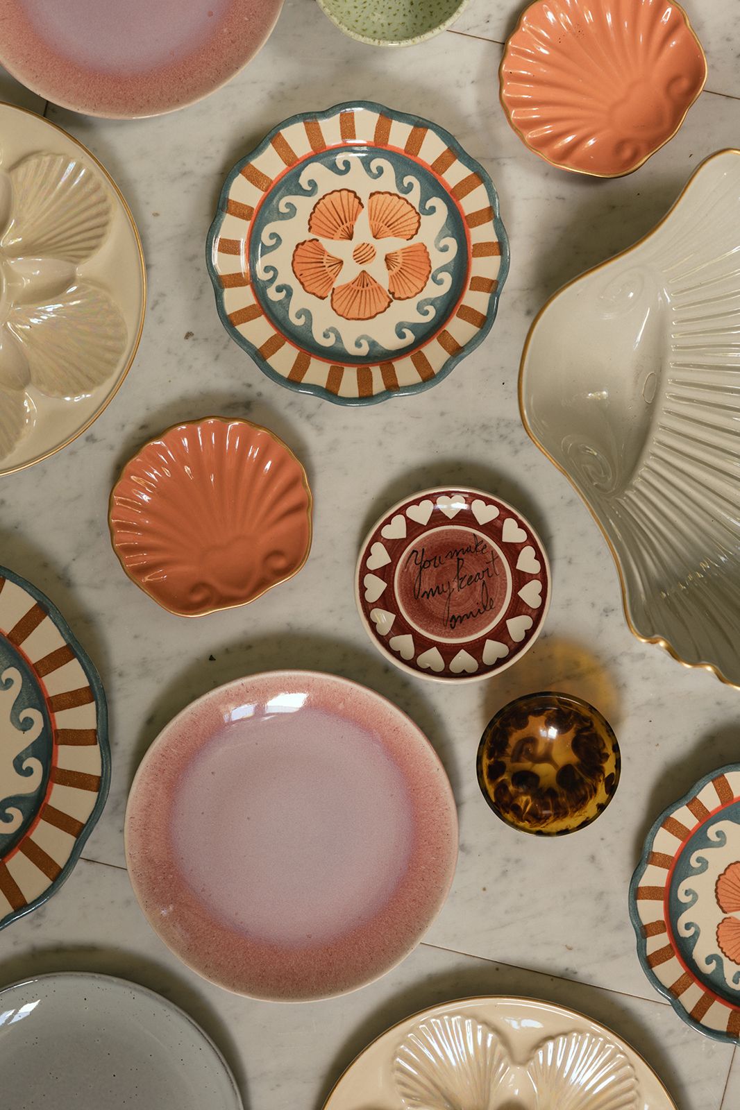 Serveerschaal roze reactive glaze funky