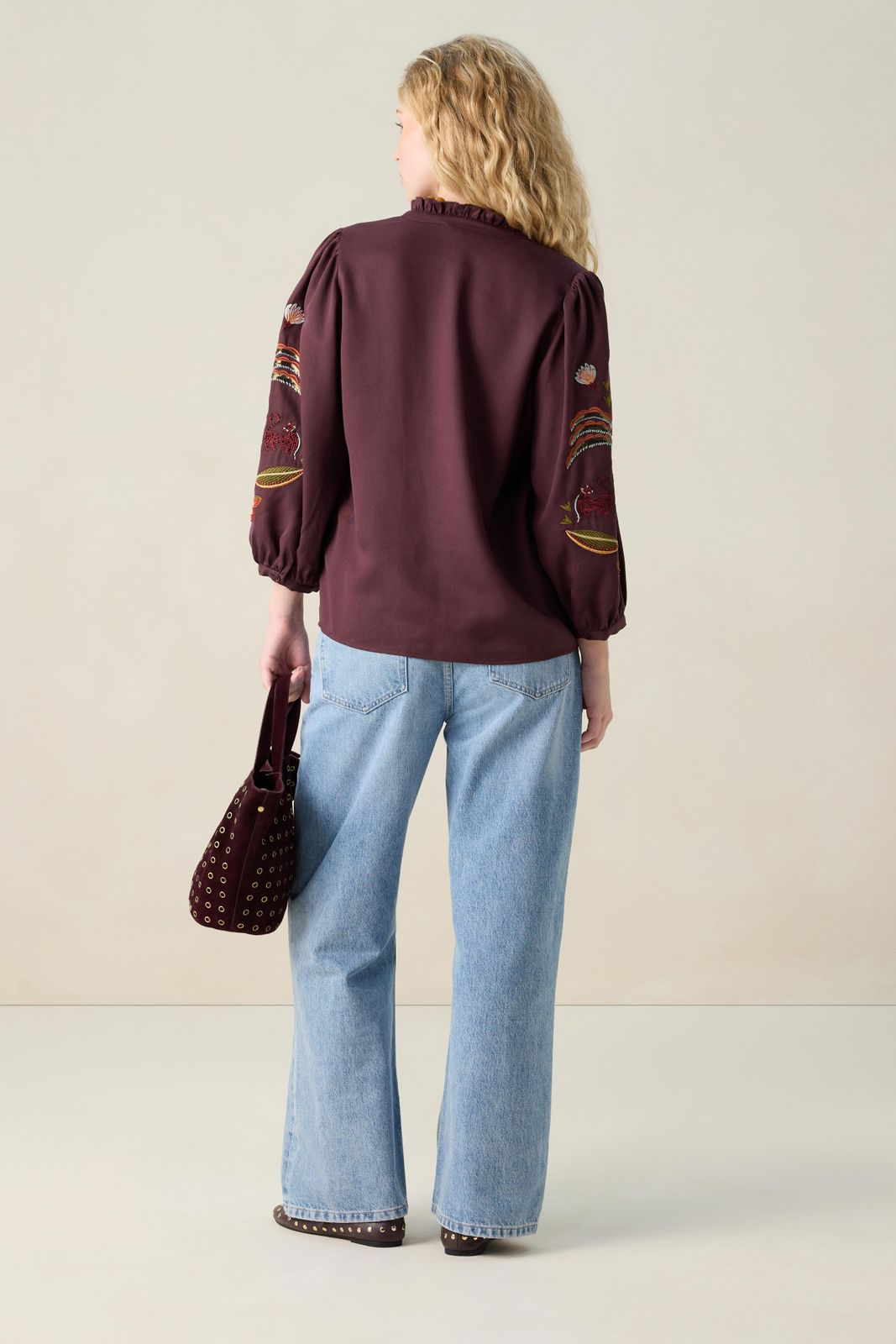 Blauwe high waist cropped bootcut jeans