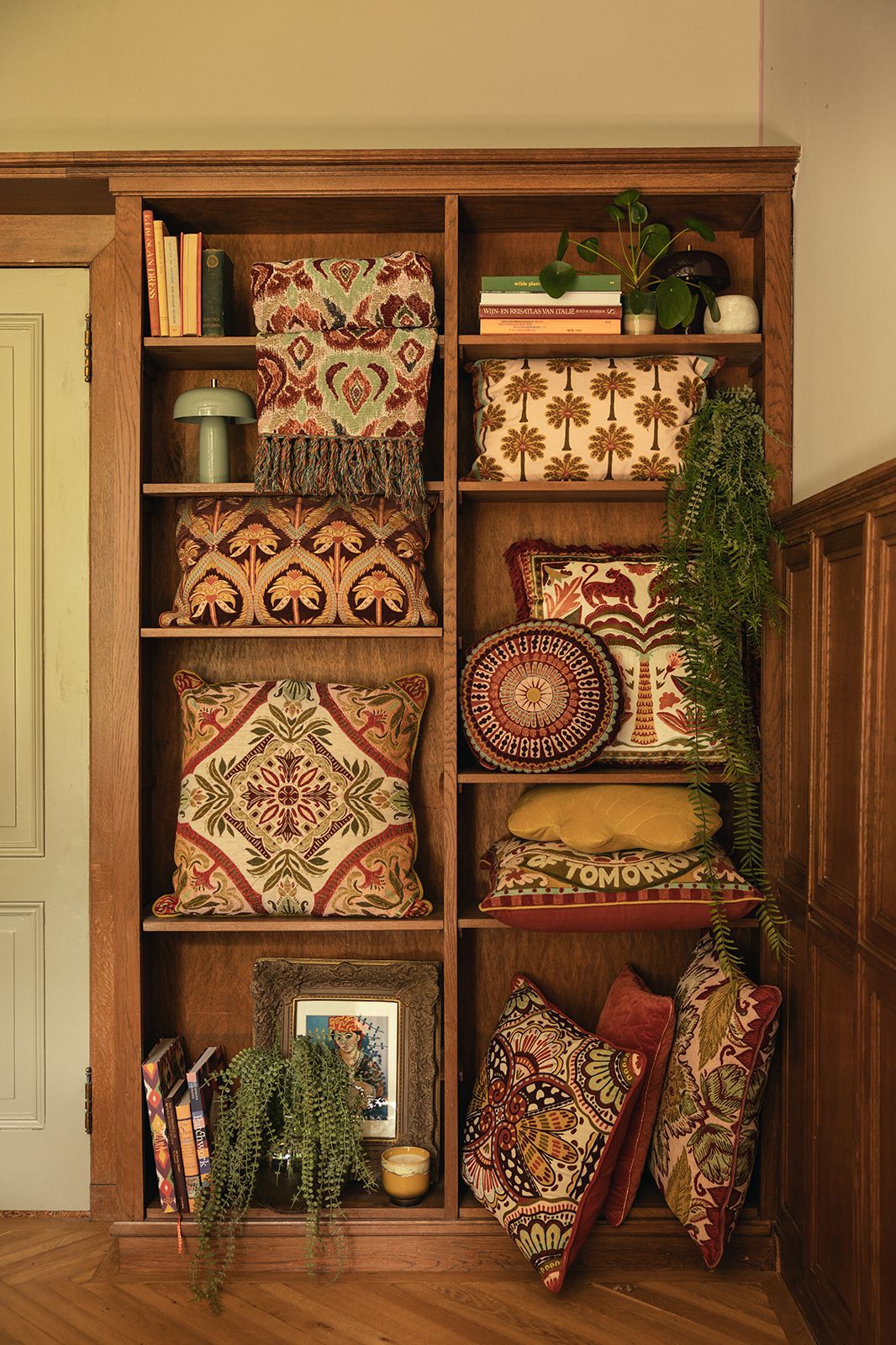 Multicolour rond kussen met print