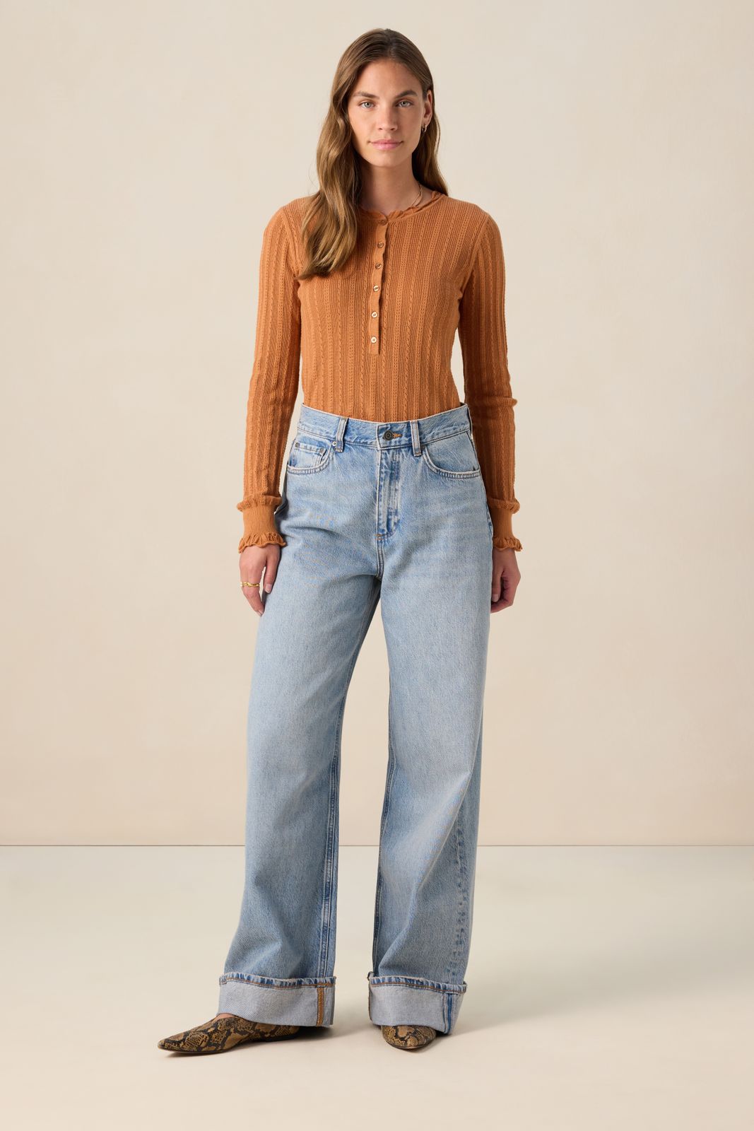 Lichtbruine ajour trui