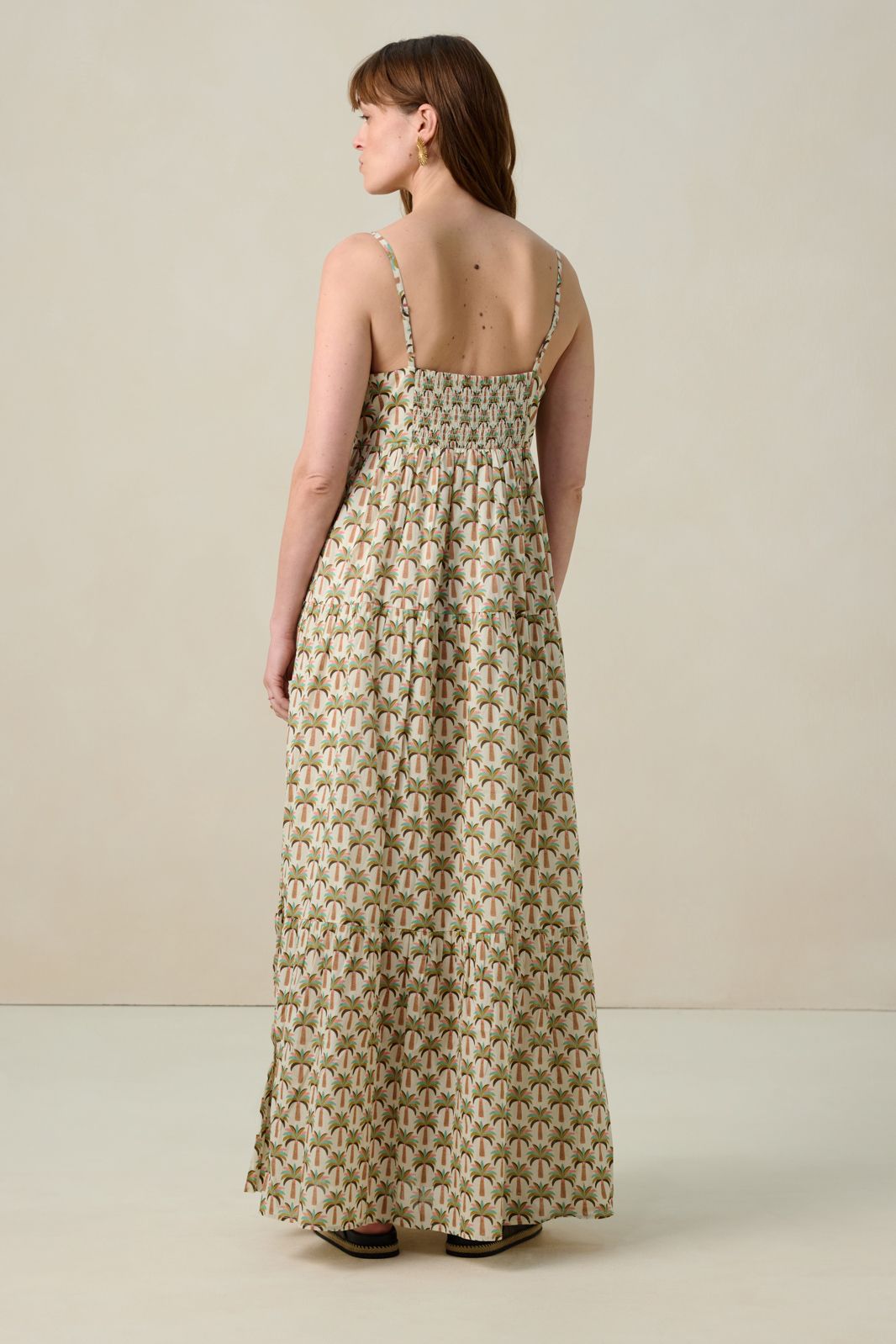 Multicolour maxi jurk met palmboom print