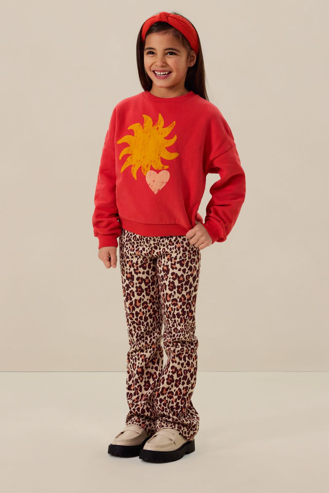 Donkerbruine legging met leopard print