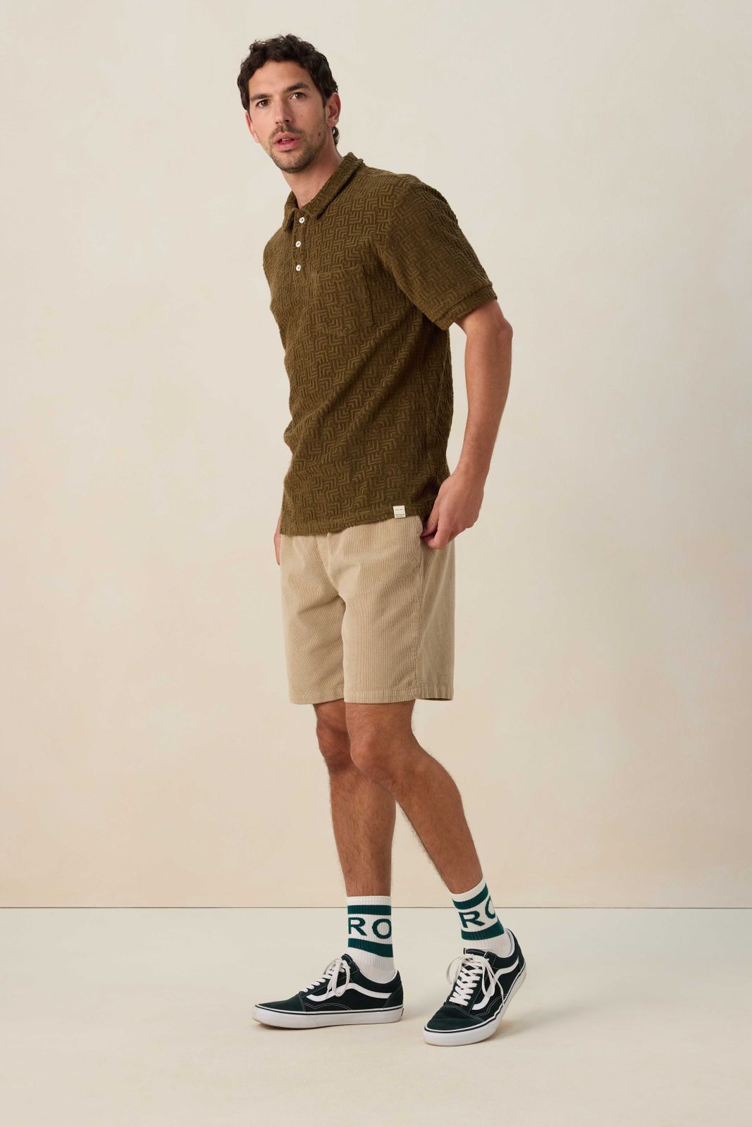 Donkergroene badstof polo