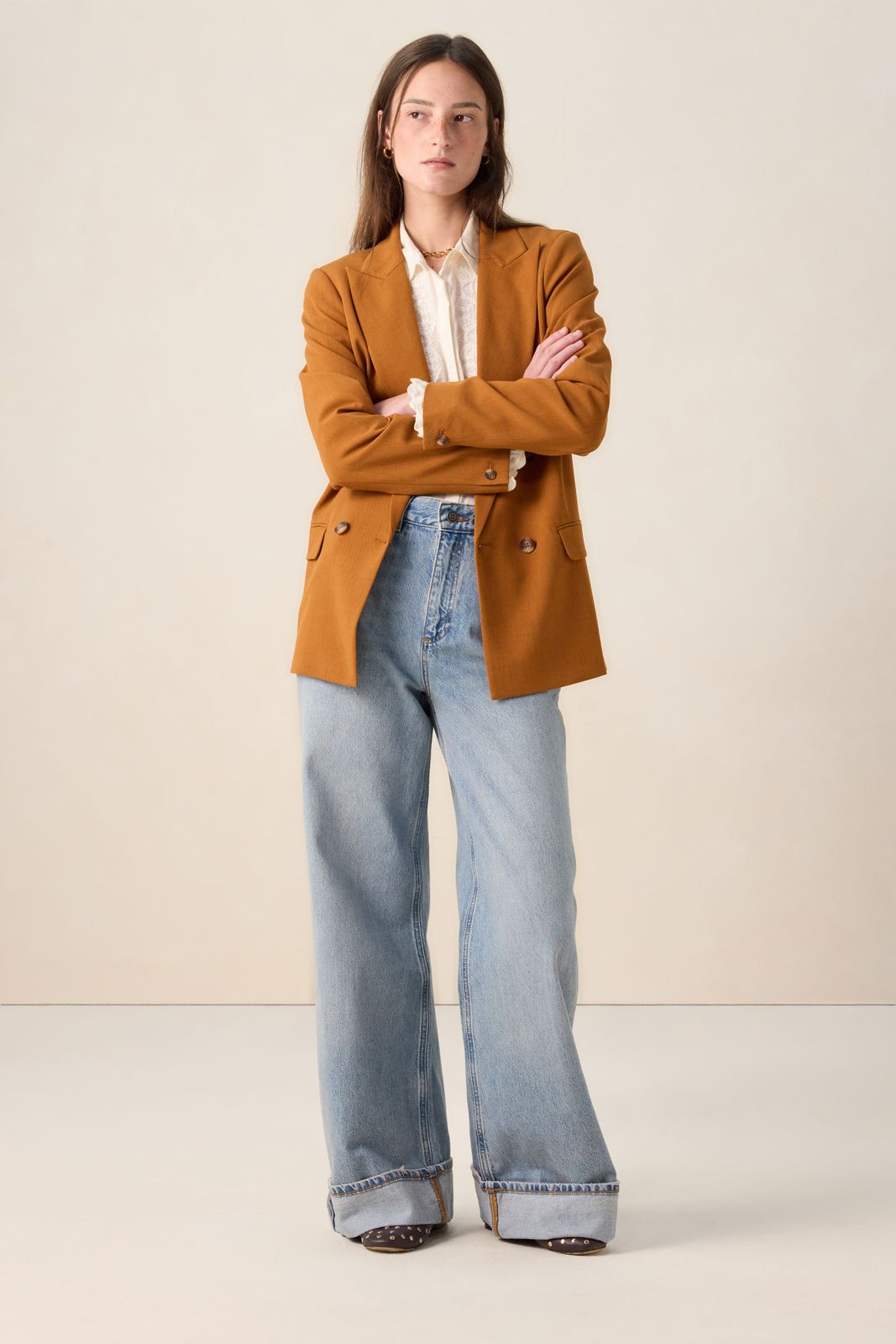 Bruine double breasted blazer