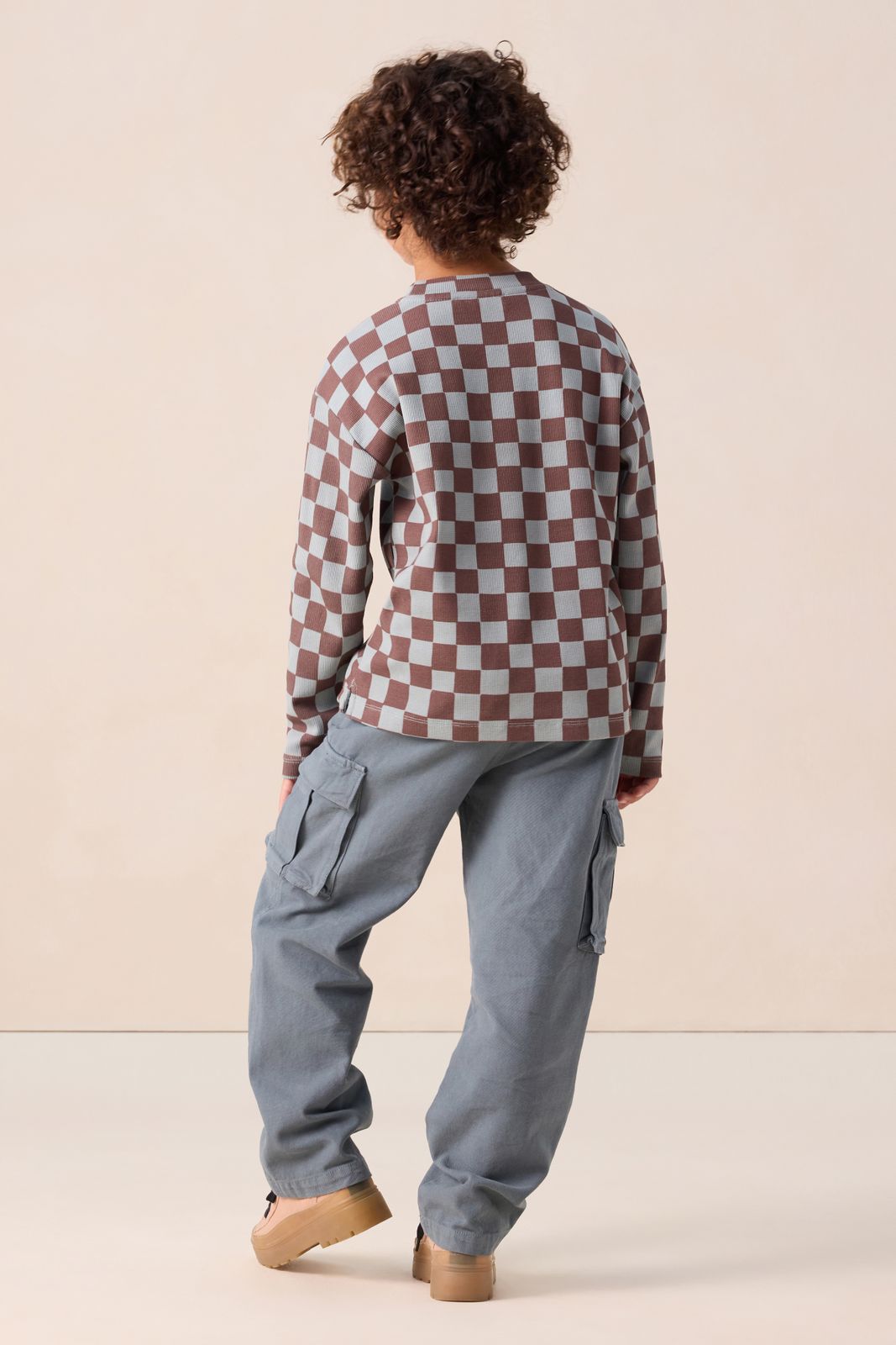 Blauwe pull on cargo broek