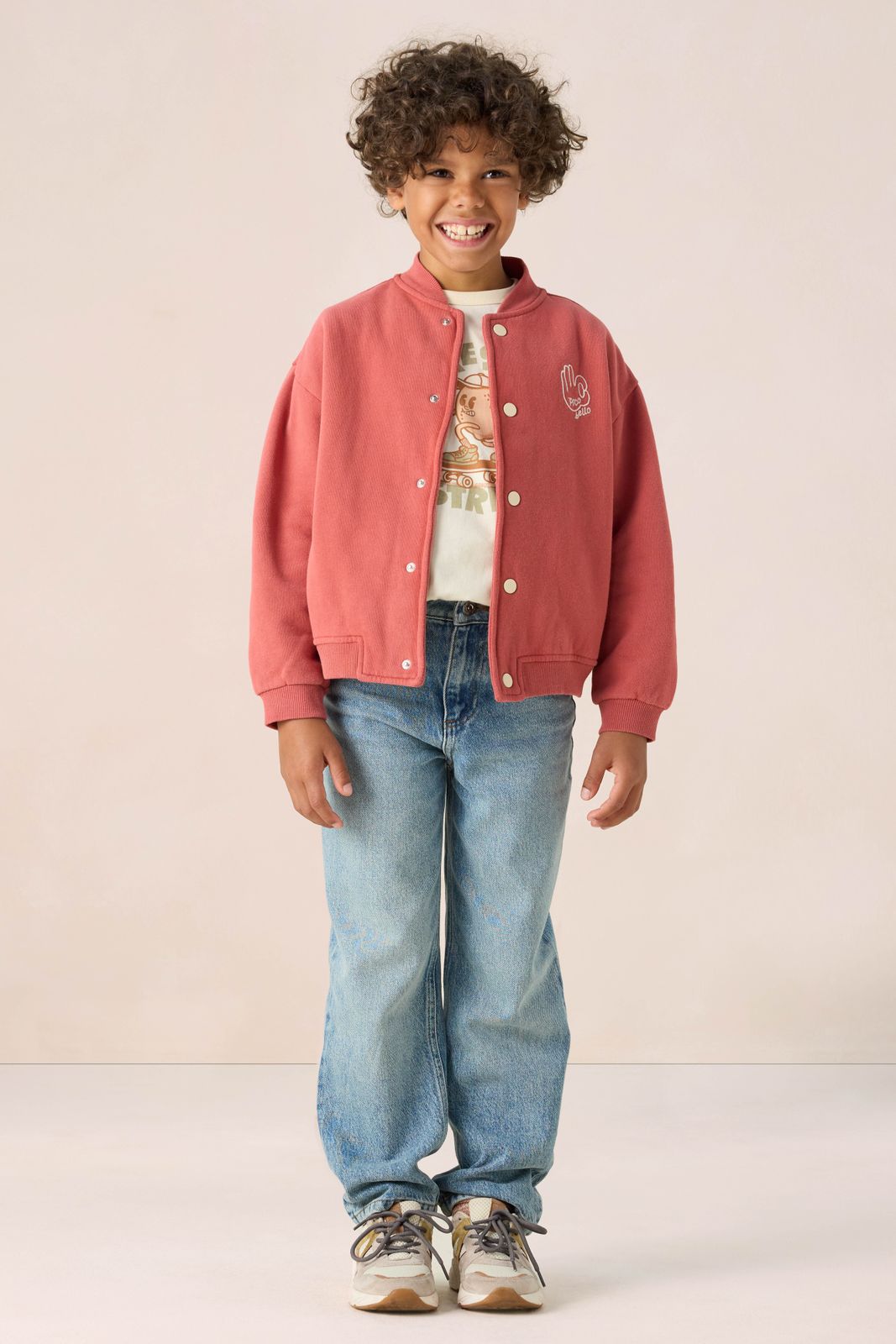 Rood bomber jack met artwork