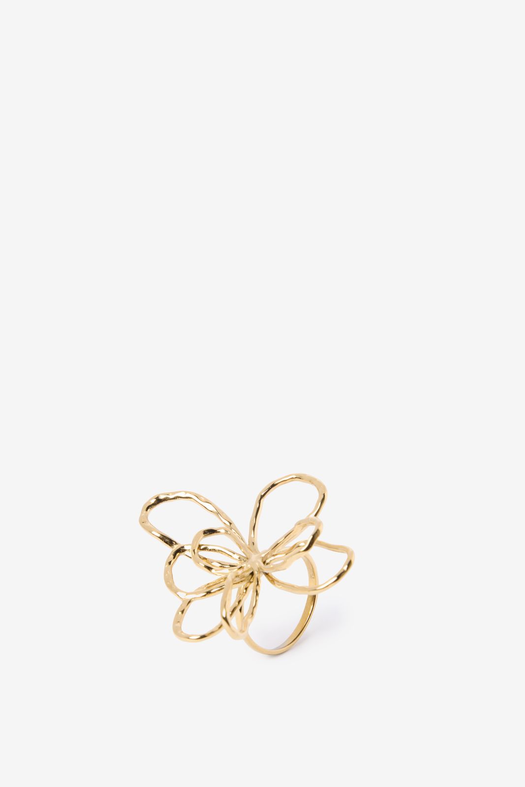 Gold plated ring met open bloem