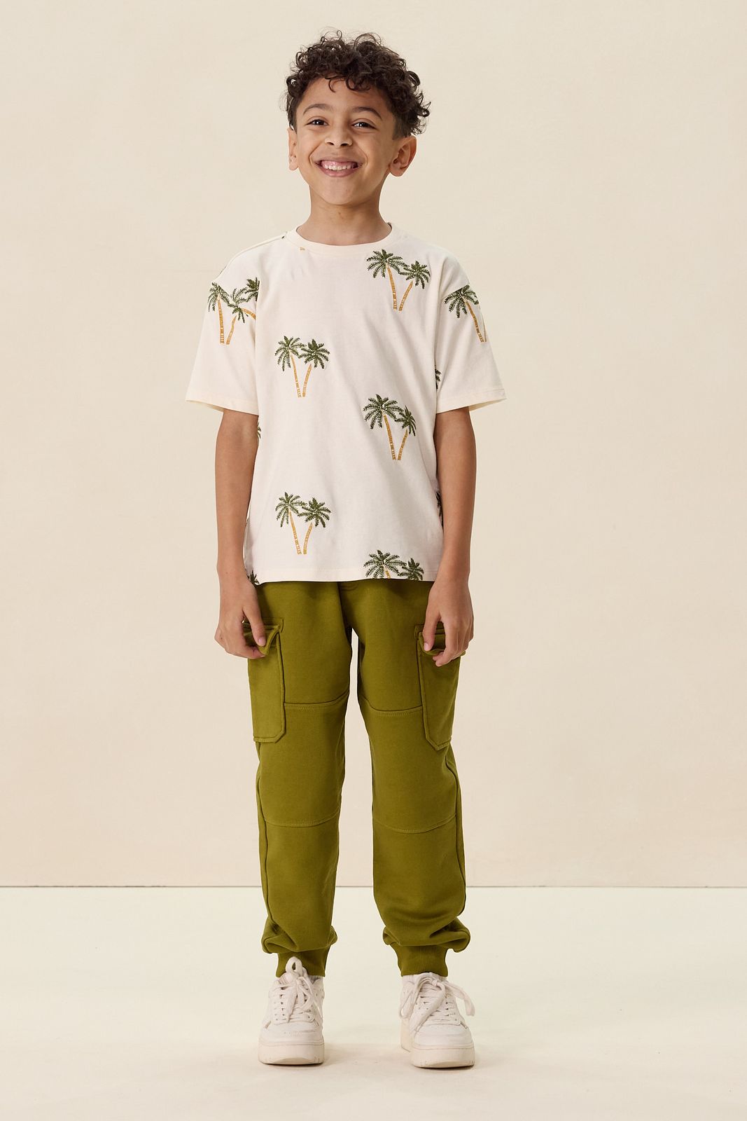 Wit T-shirt met palmboom embroidery
