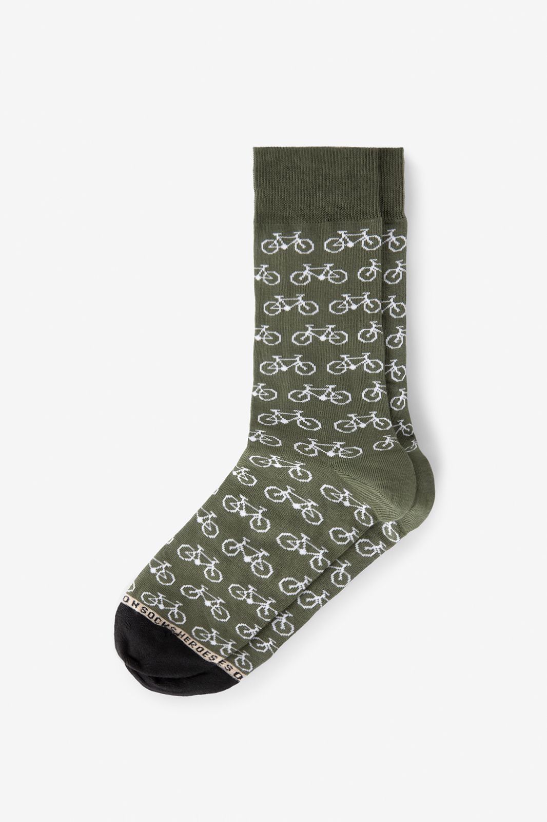 Heroes on Socks donkergroene sokken met print