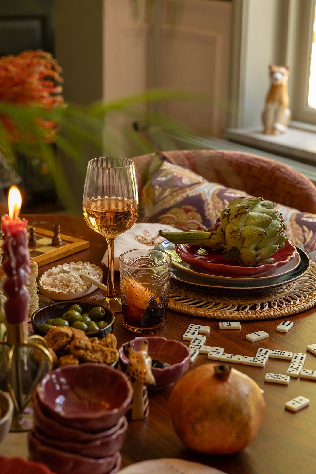 Wijnglazen met oranje voet