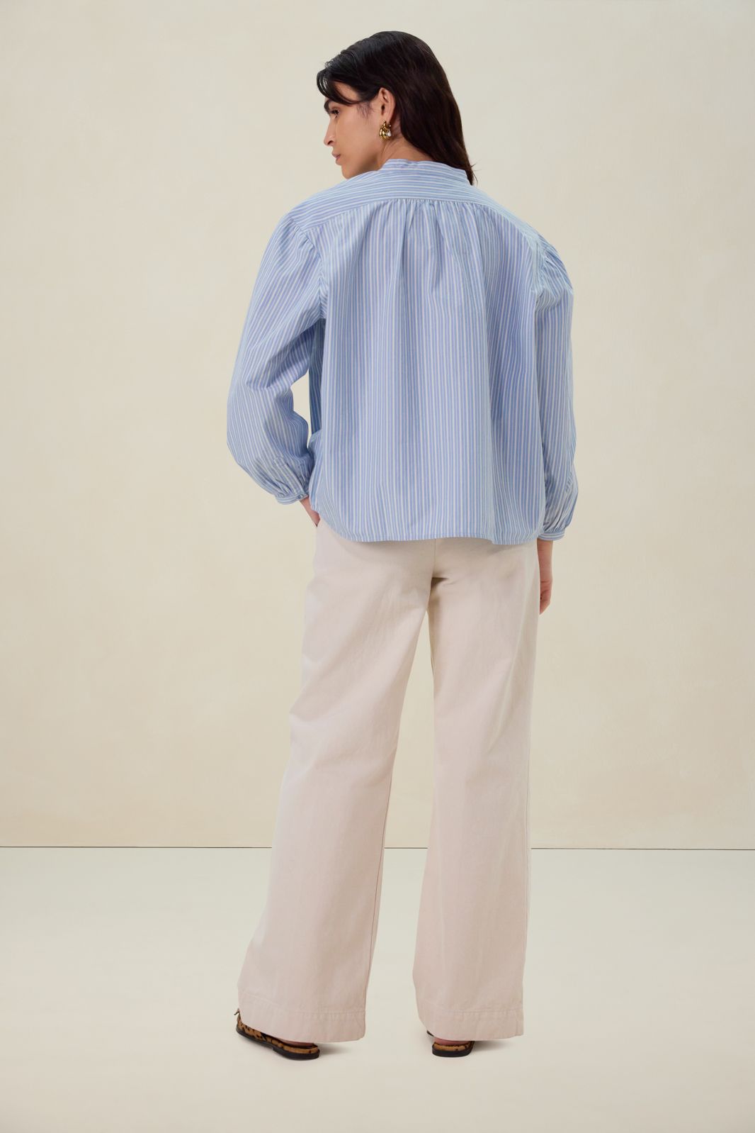 Blauwe gestreepte blouse