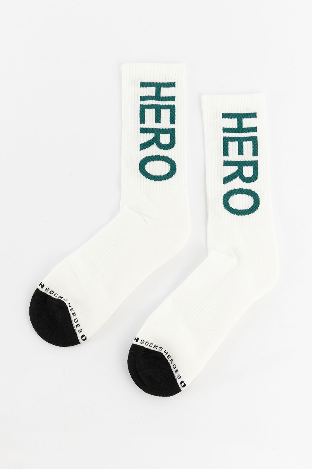 Heroes on Socks witte sokken met groene print