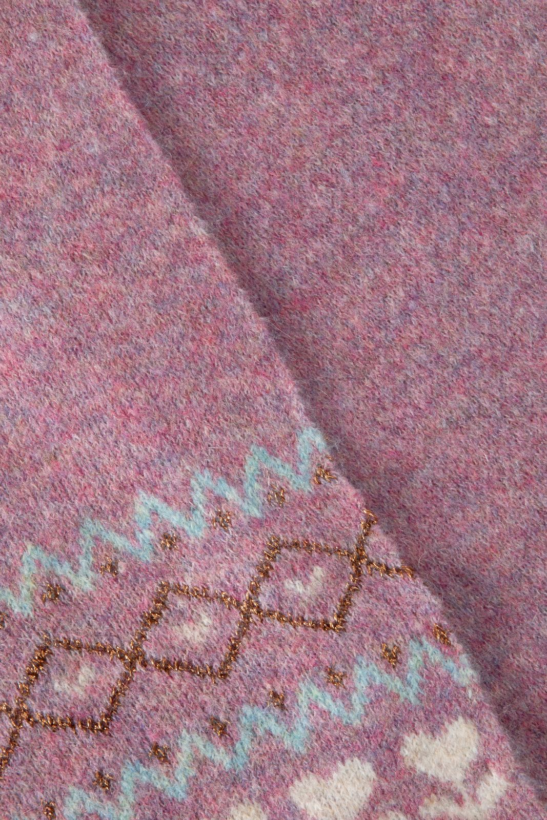 Paarse jacquard sjaal met print