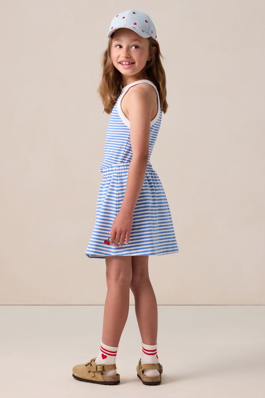 Blauwe rok met streeppatroon