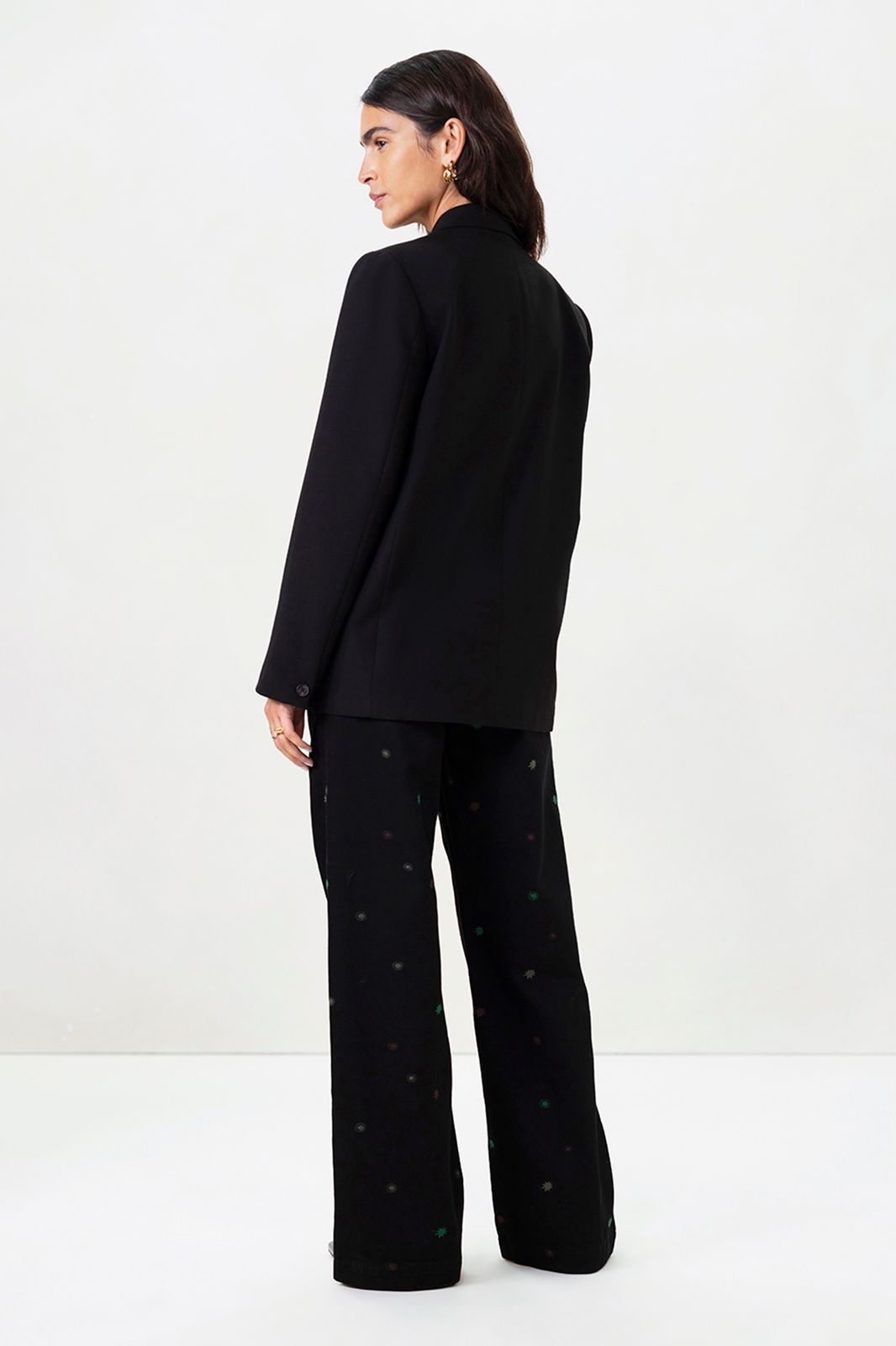 Zwarte high waist straight leg jeans met embroidery