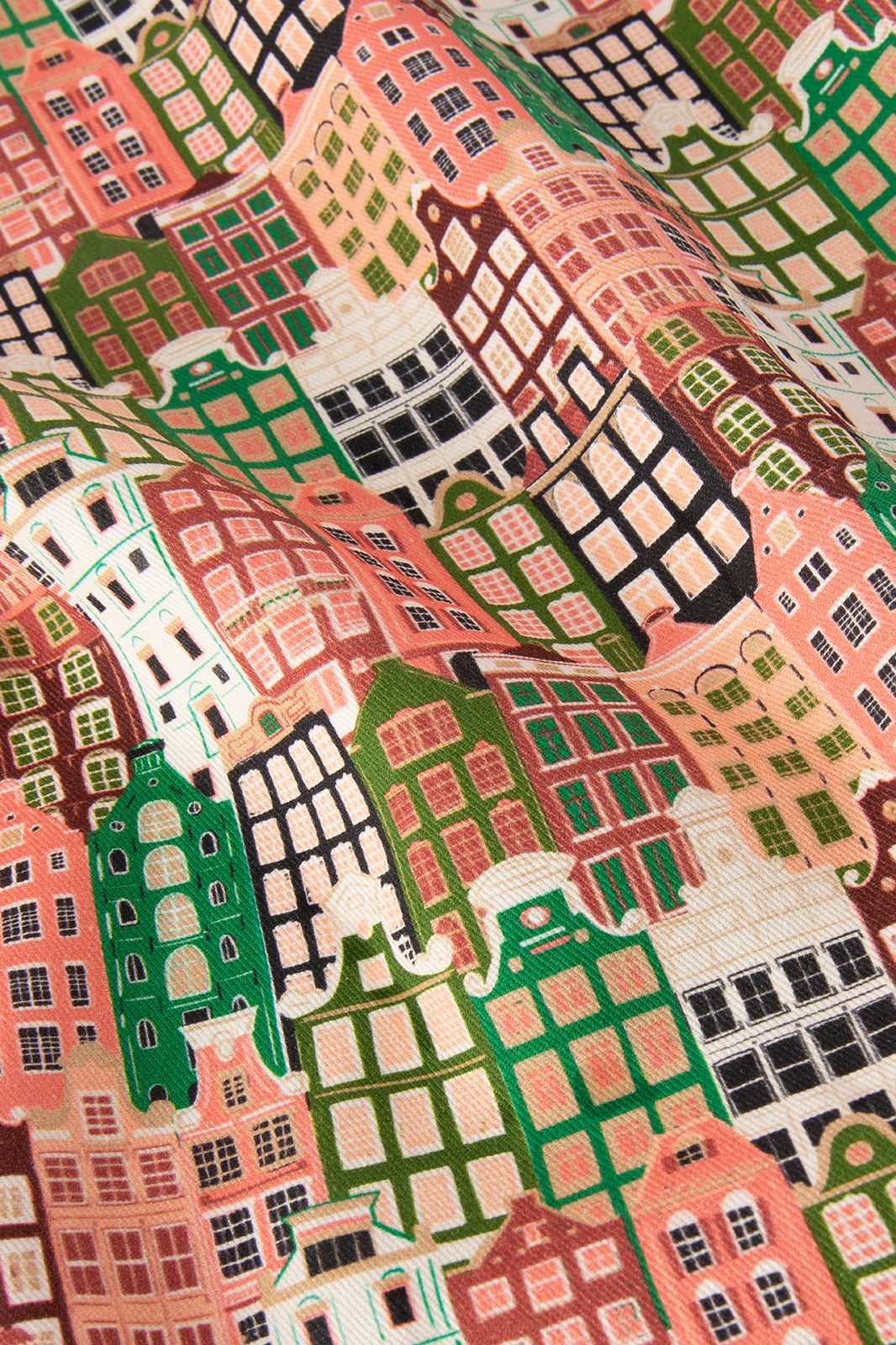 Multicolour theedoek met grachtenpanden