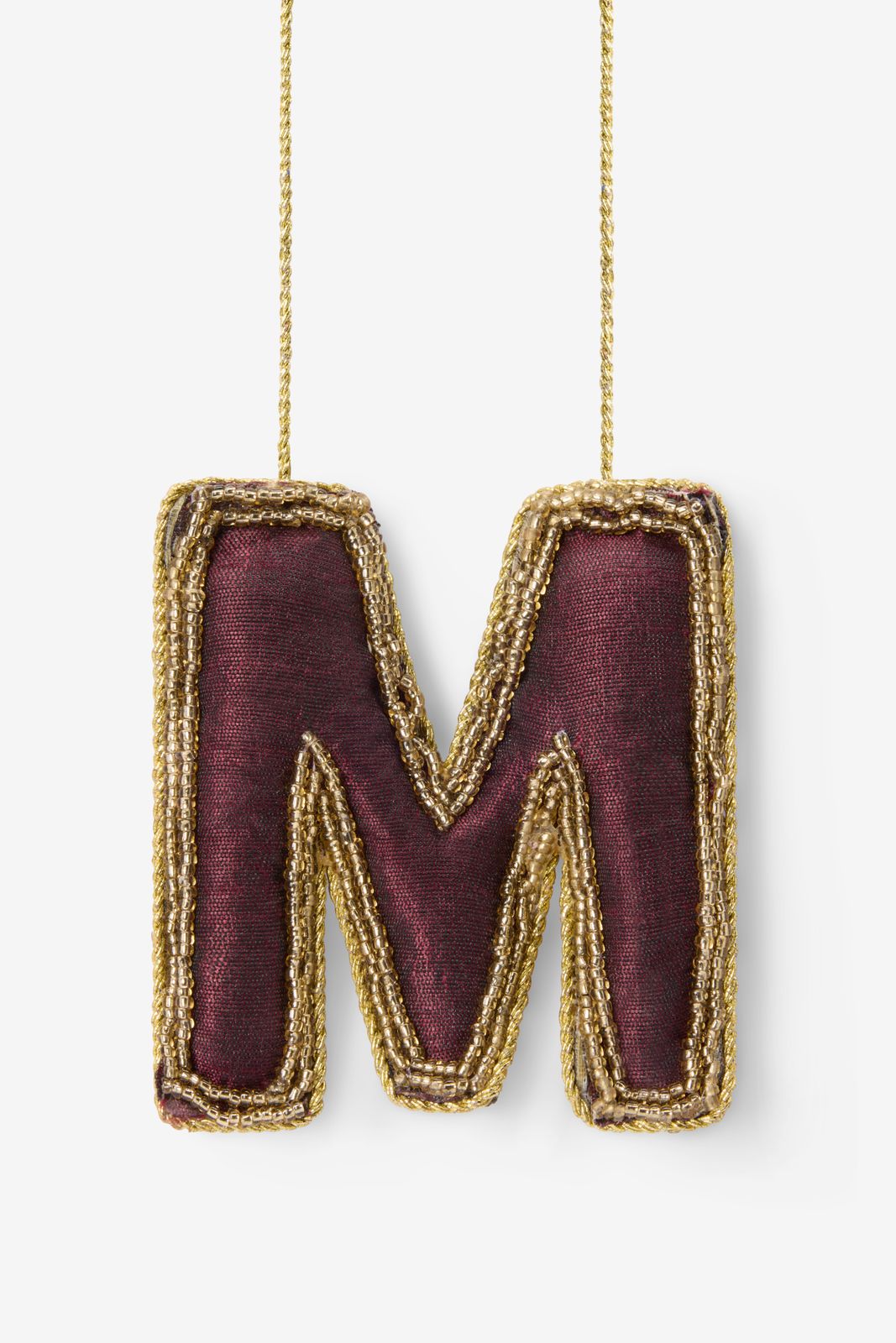 Donkerpaarse kersthanger letter M