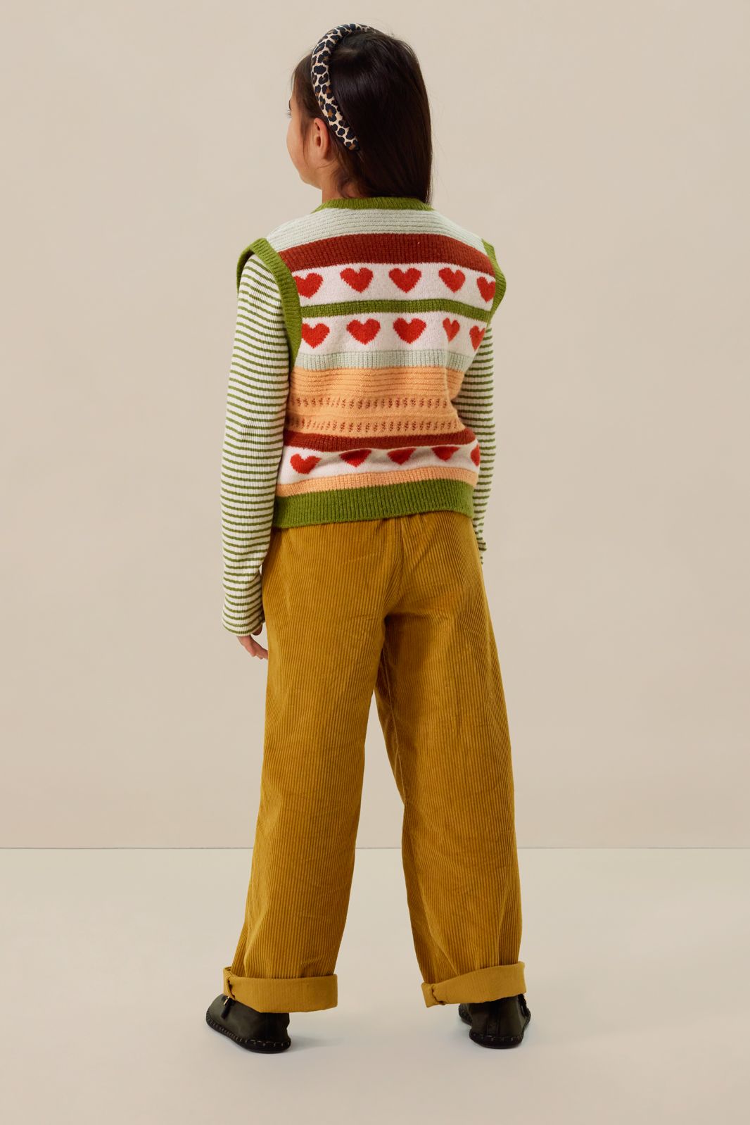 Multicolour spencer met jacquard hartjes