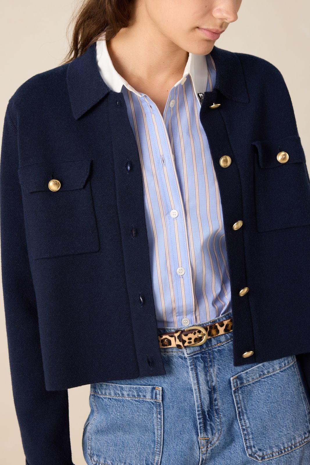 Donkerbruine riem met leopard print