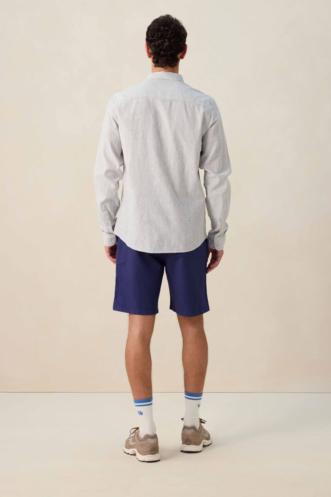 Blauw gestreept linnen overhemd