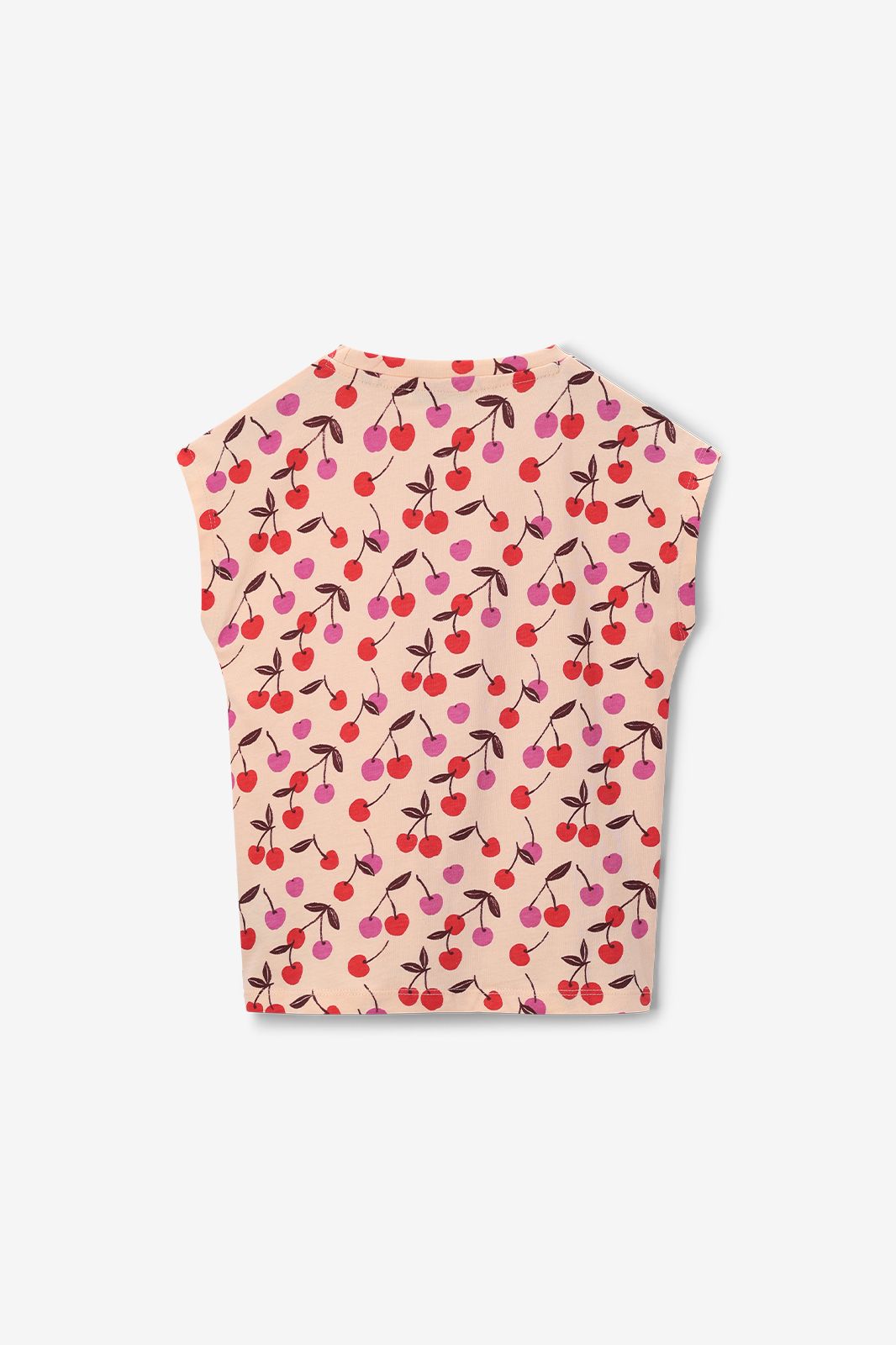 Lichtoranje T-shirt met kersen print