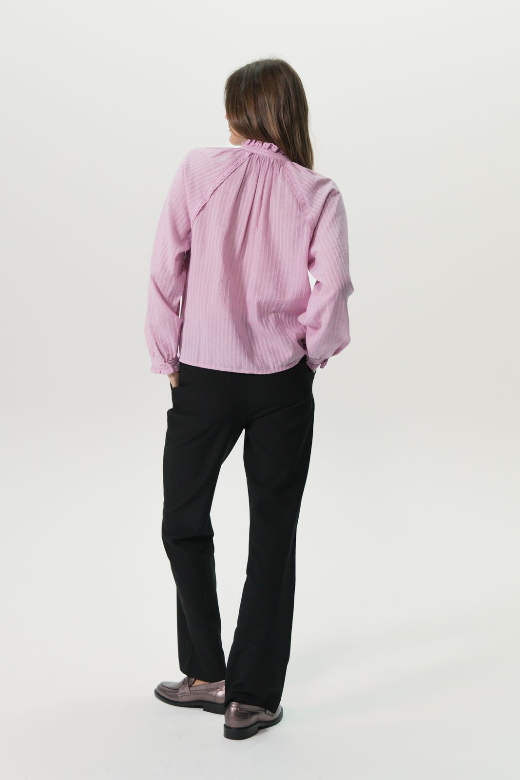 Zwarte mid waist wide leg pantalon