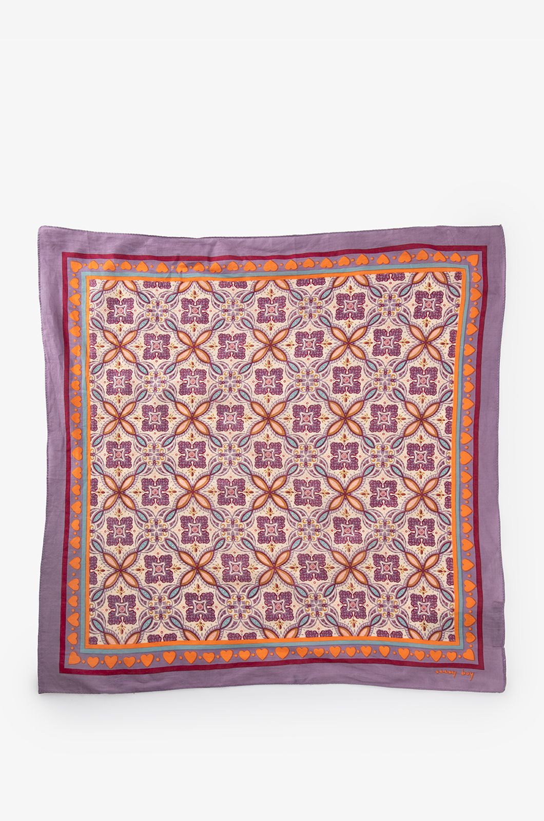 Lichtpaarse sjaal met bloemen print