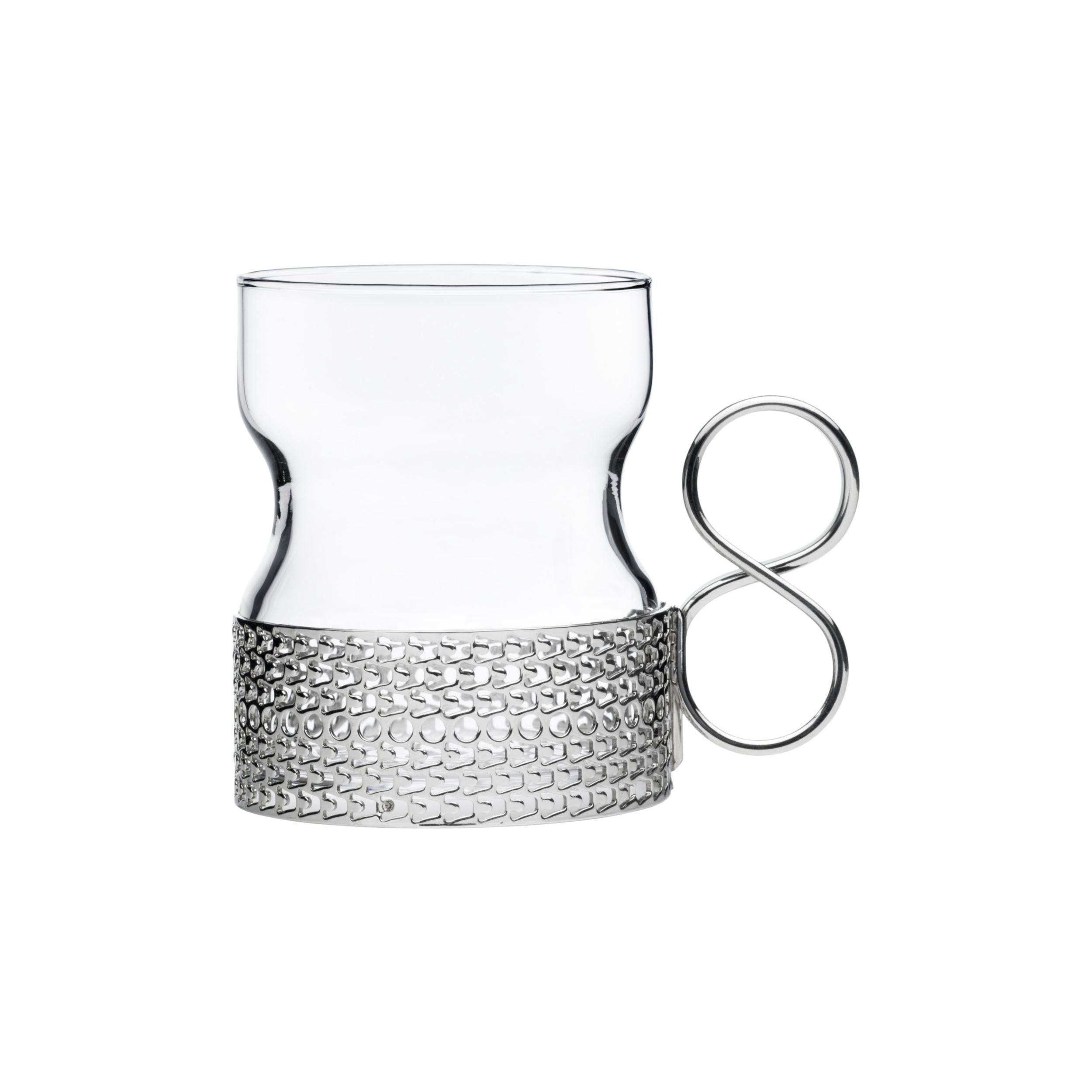 Tsaikka glass 23cl with holder black 2 pieces