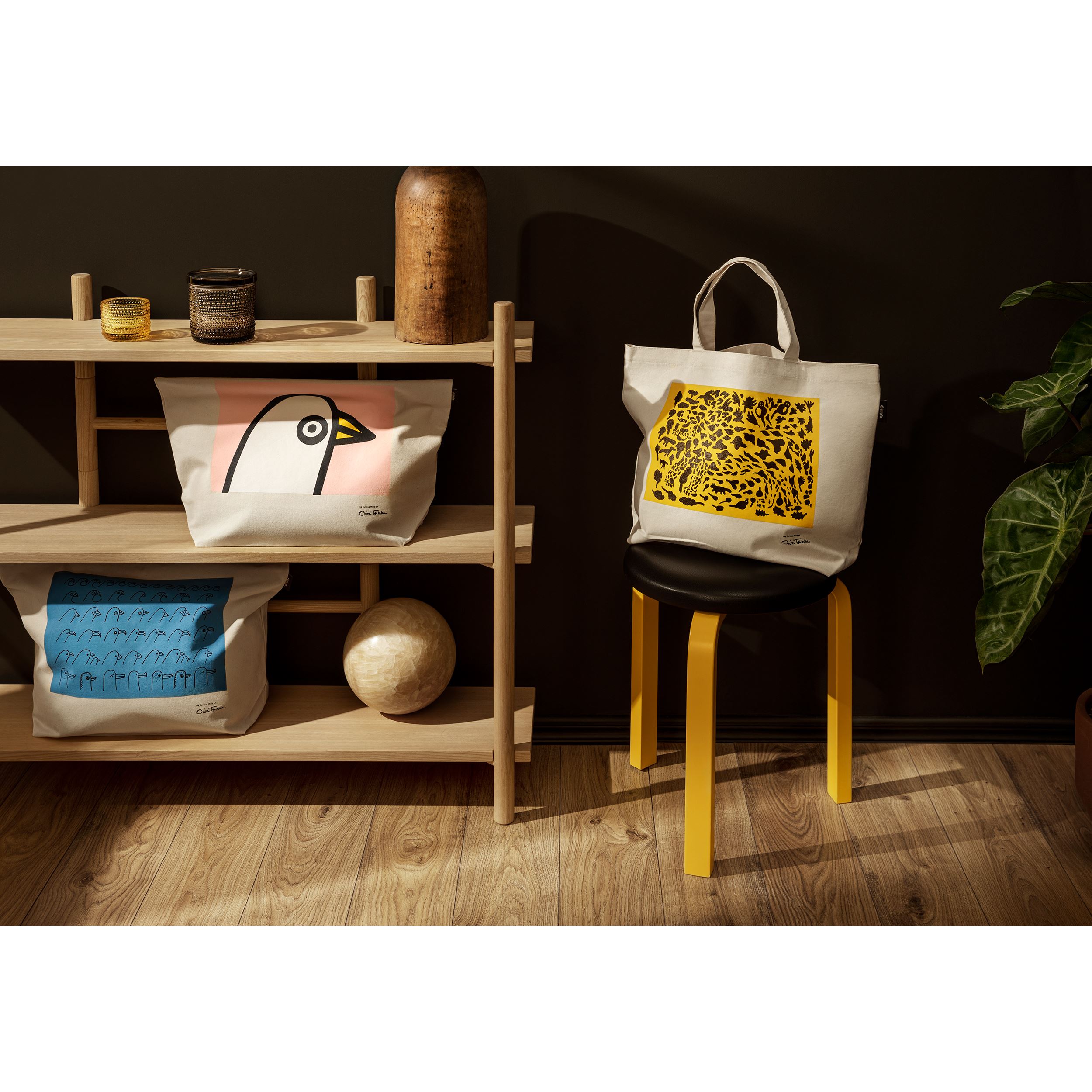 Oiva Toikka Collection canvas bag 50x38cm cheetah yellow