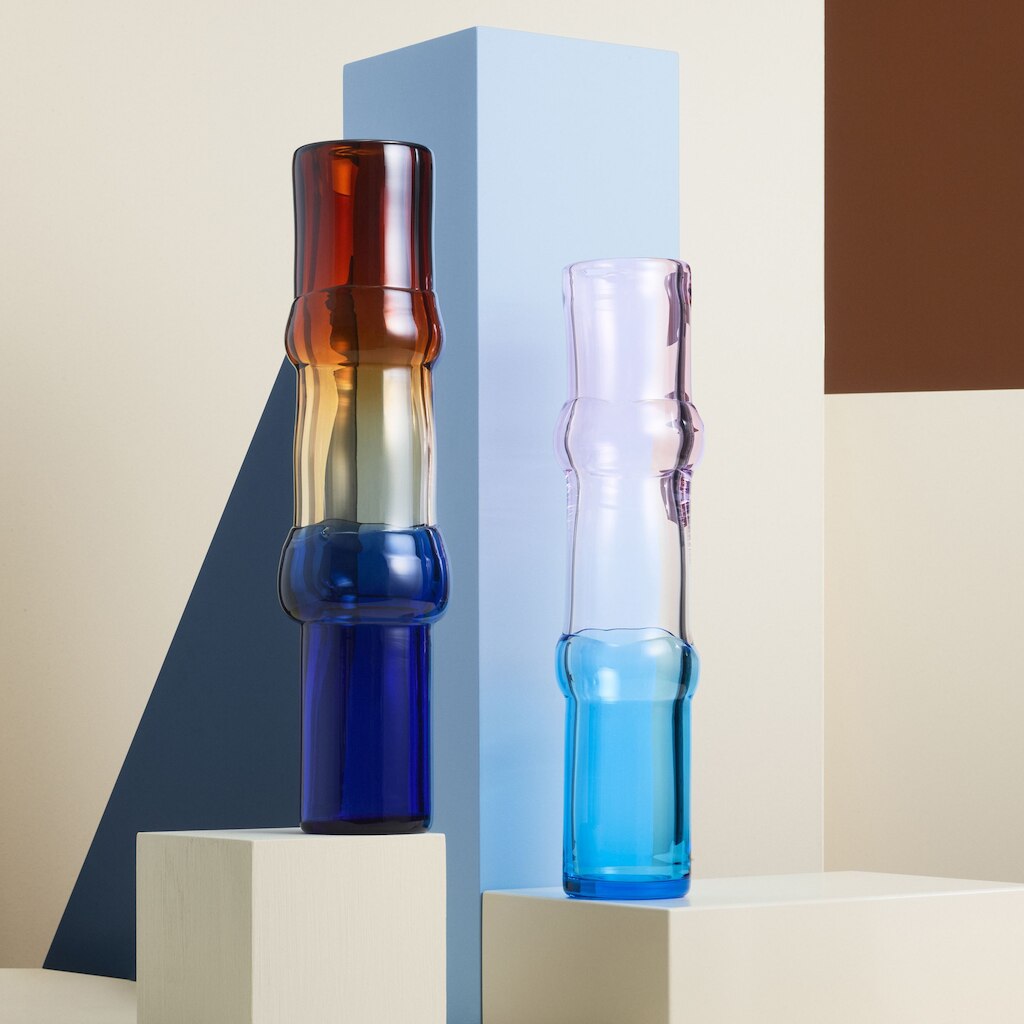 Bamboo vase 90x450mm pink-clear-skyblue