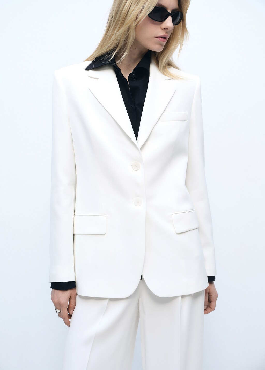 Straight button suit blazer - White