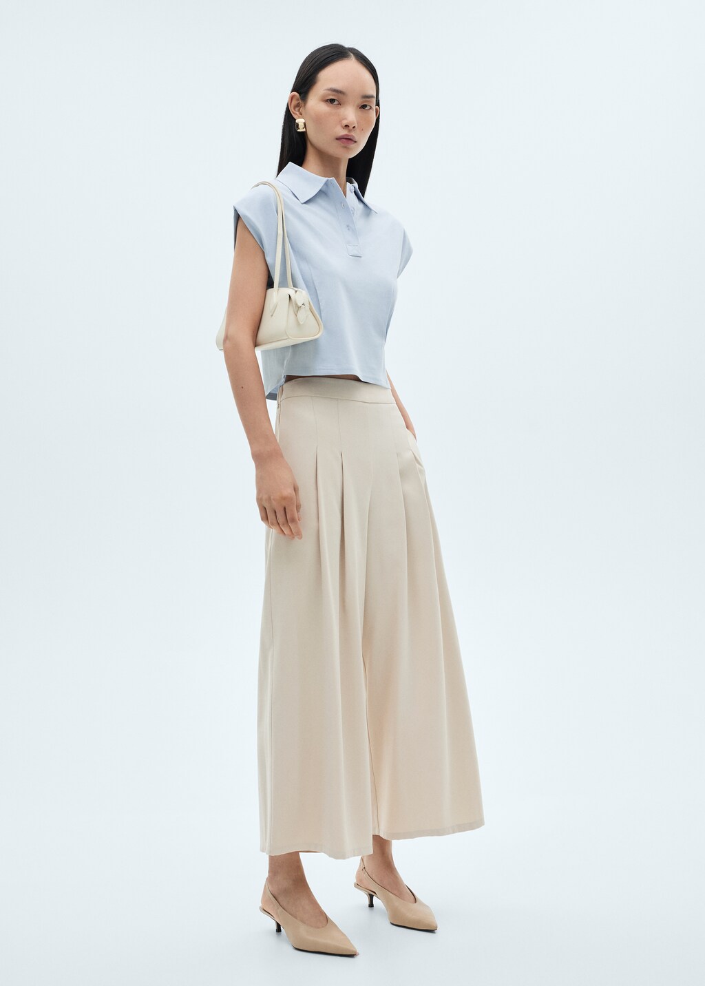 Short-sleeved cotton polo shirt - Pastel Pink