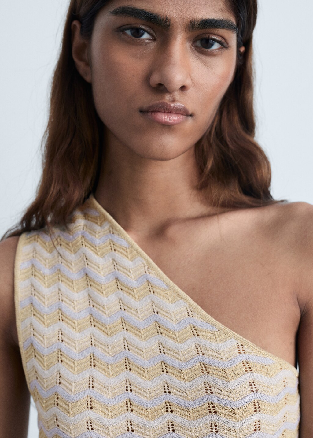 Asymmetrical lurex top - Silver