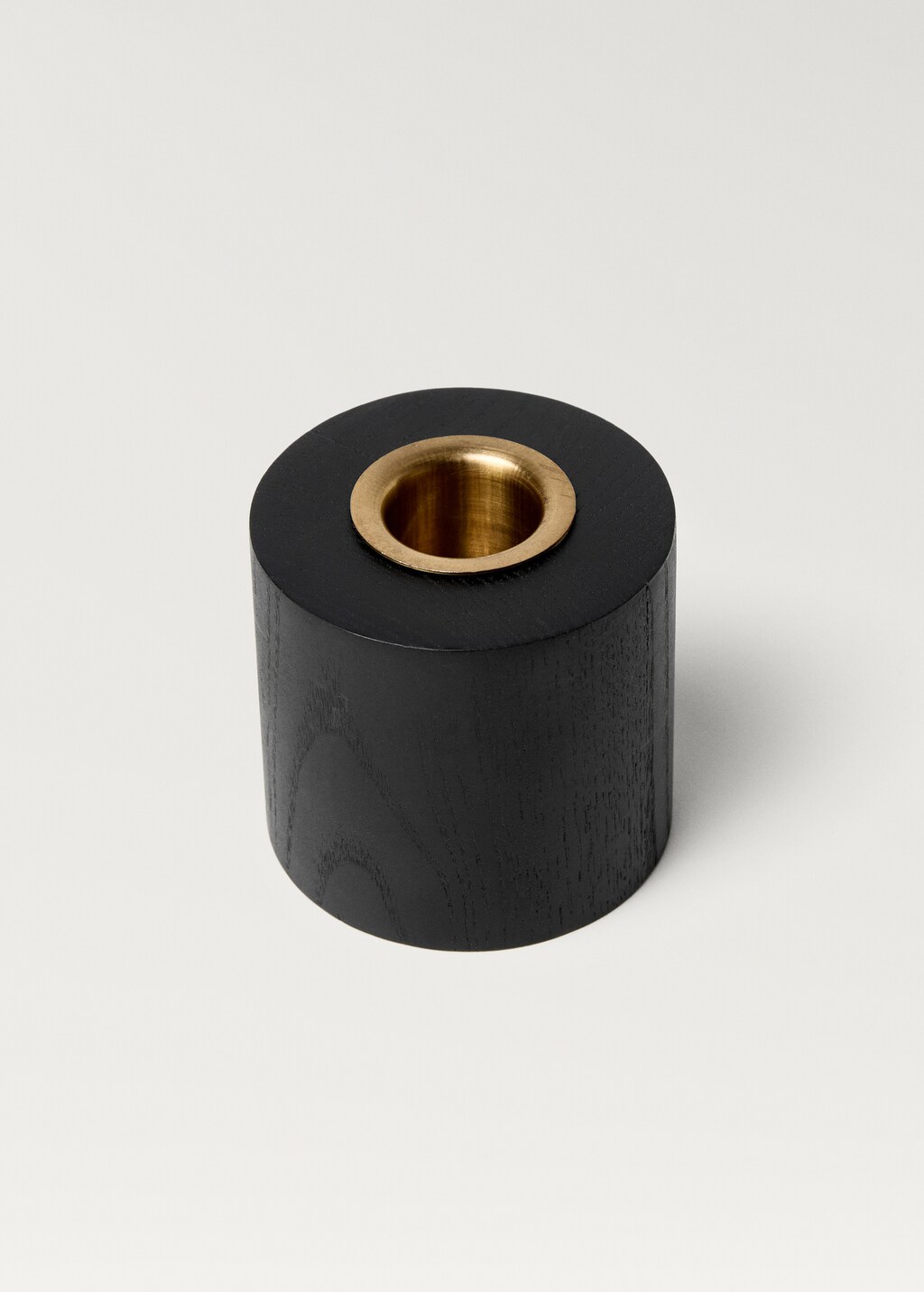 Cylindrical wooden candleholder - Black