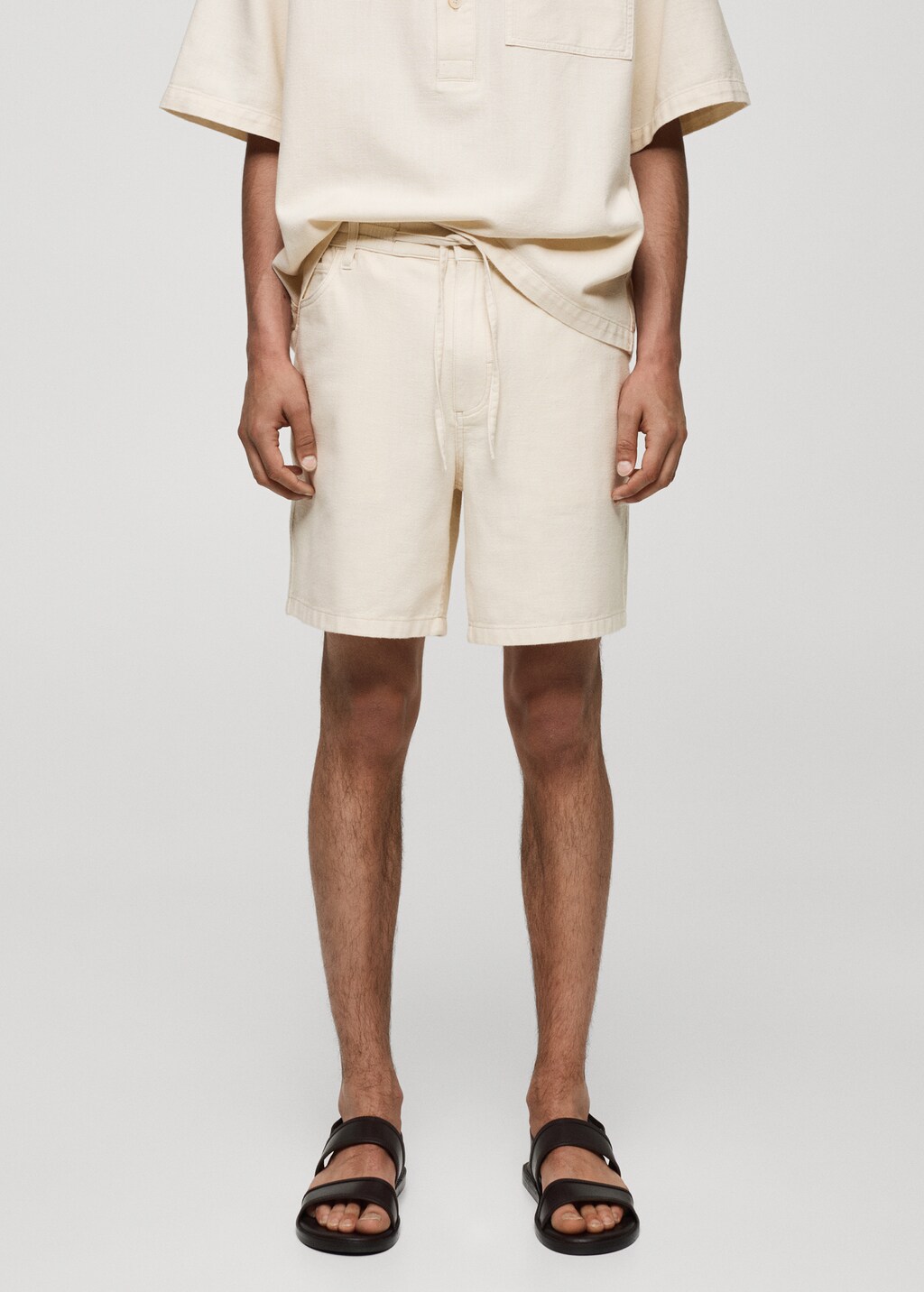 Cotton shorts with drawstring - Off White
