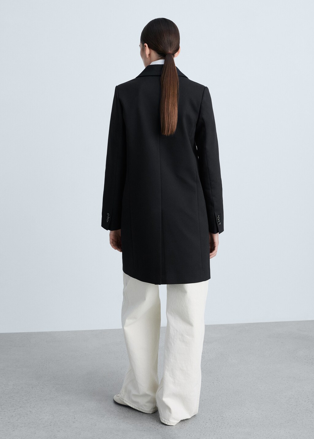 Cotton midi-coat with buttons - Black