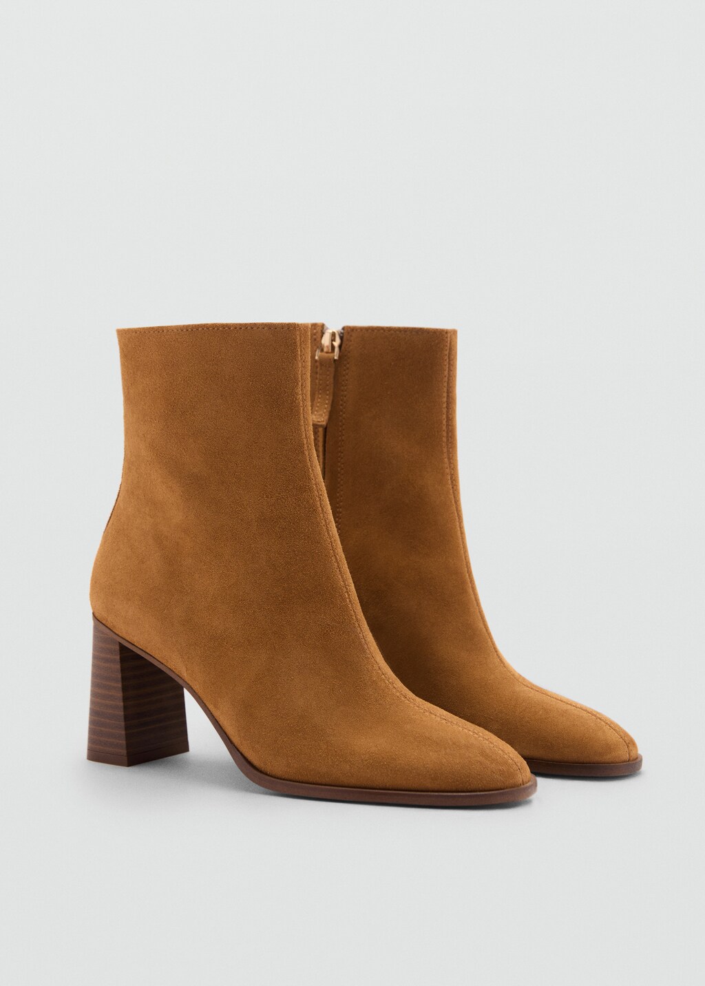 Heel suede ankle boot - Medium Brown
