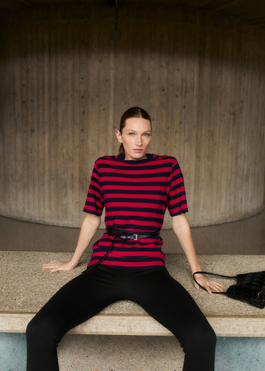 Striped short-sleeved t-shirt - Red