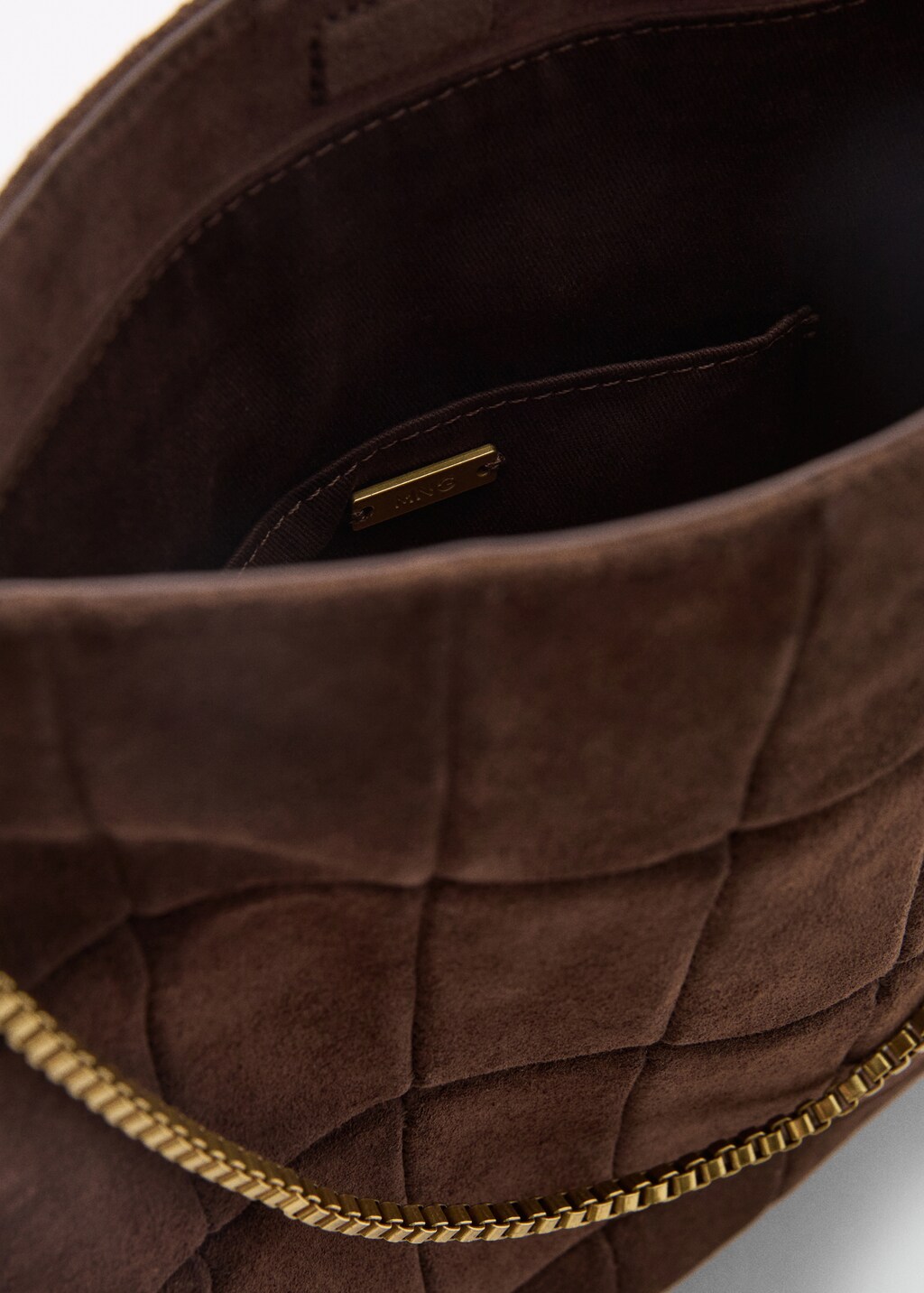 Chain suede bag - Chocolate