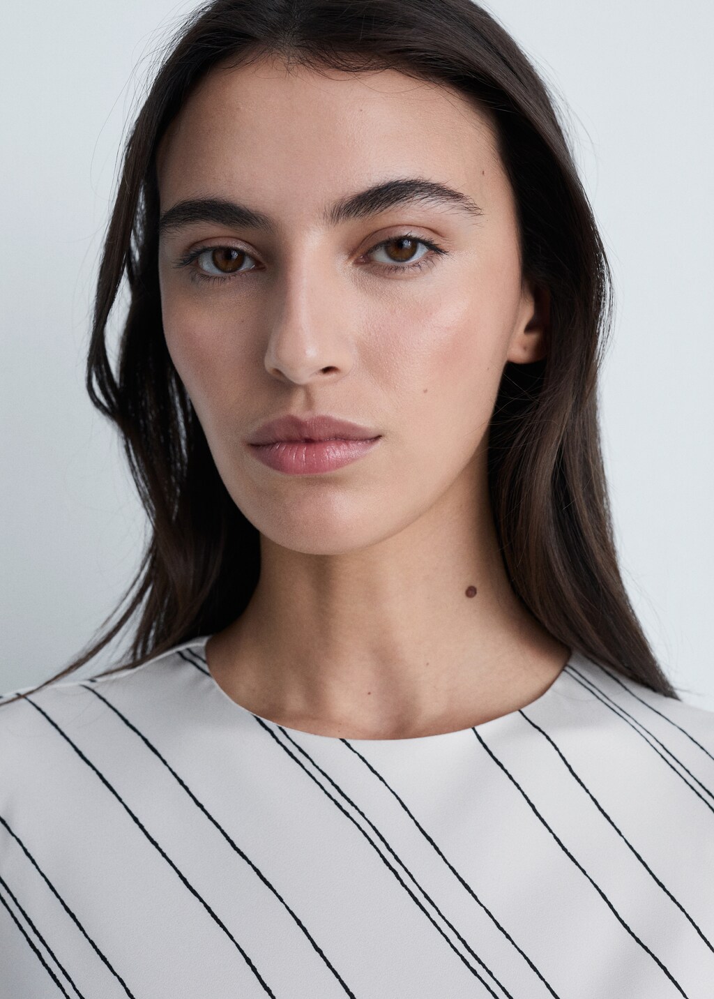 Striped satin dress - White