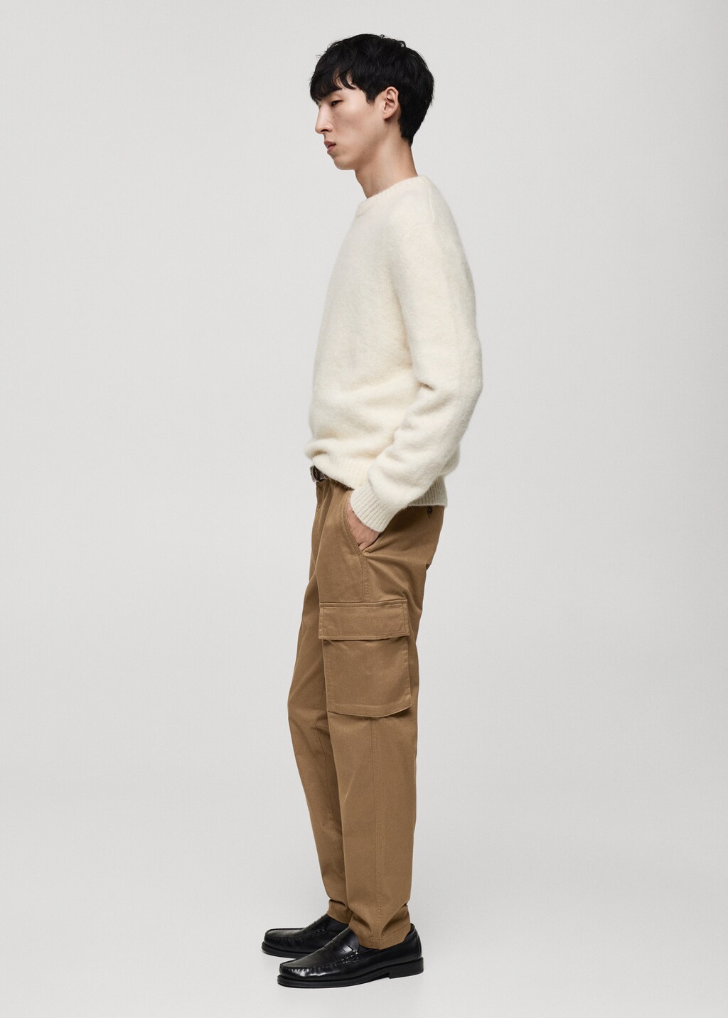 Regular fit cotton cargo pants - Dark Navy