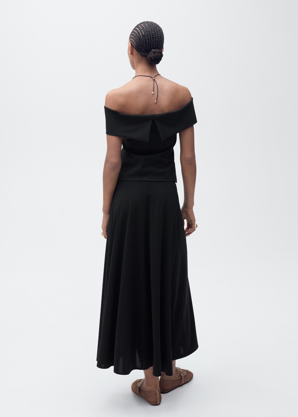 Flared knitted skirt - Black